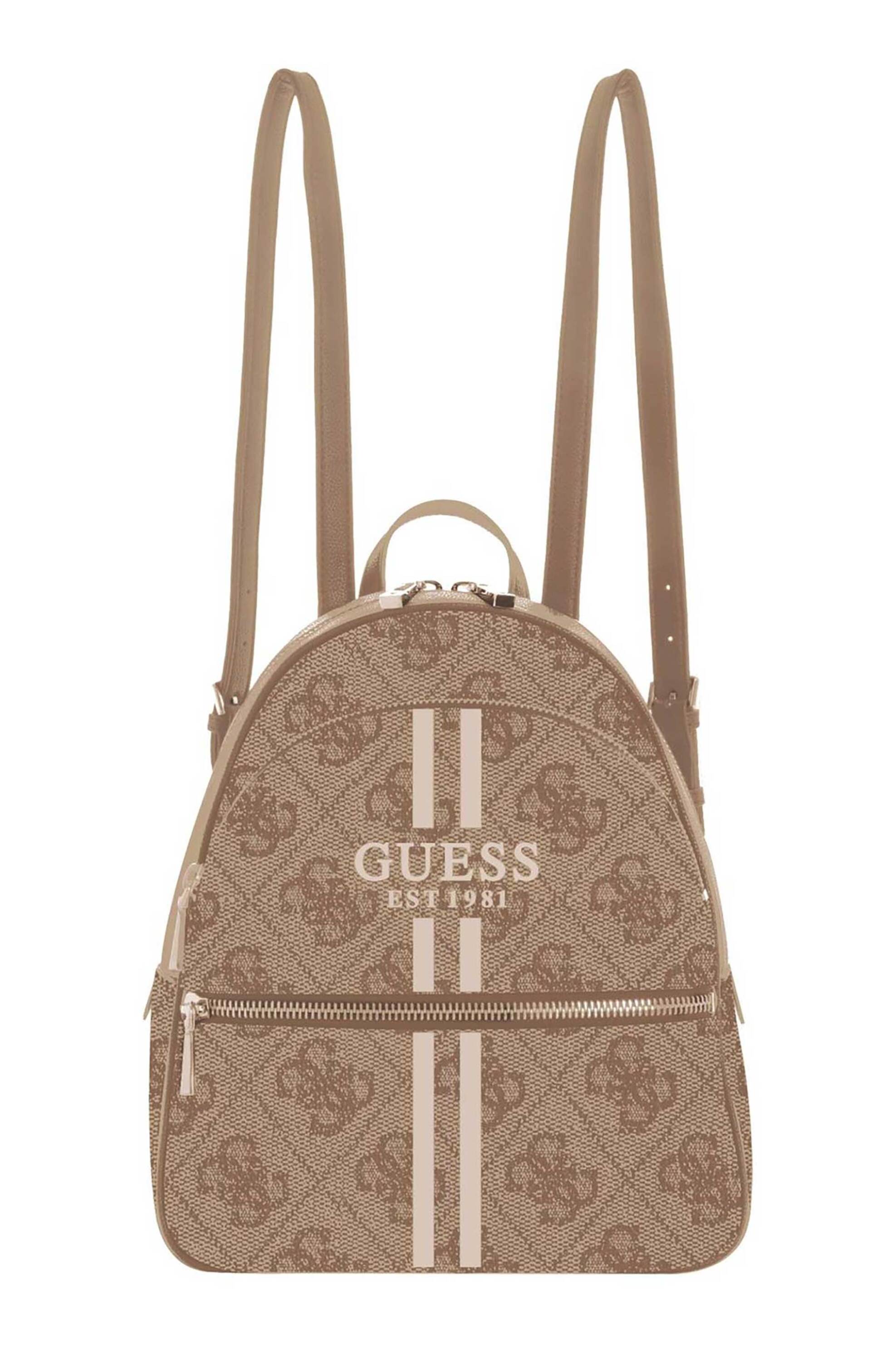 GUESS Guess γυναικείο σακίδιο πλάτης με all-over logo print "Manhattan II" - HWOS7118330 Καφέ Ανοιχτό