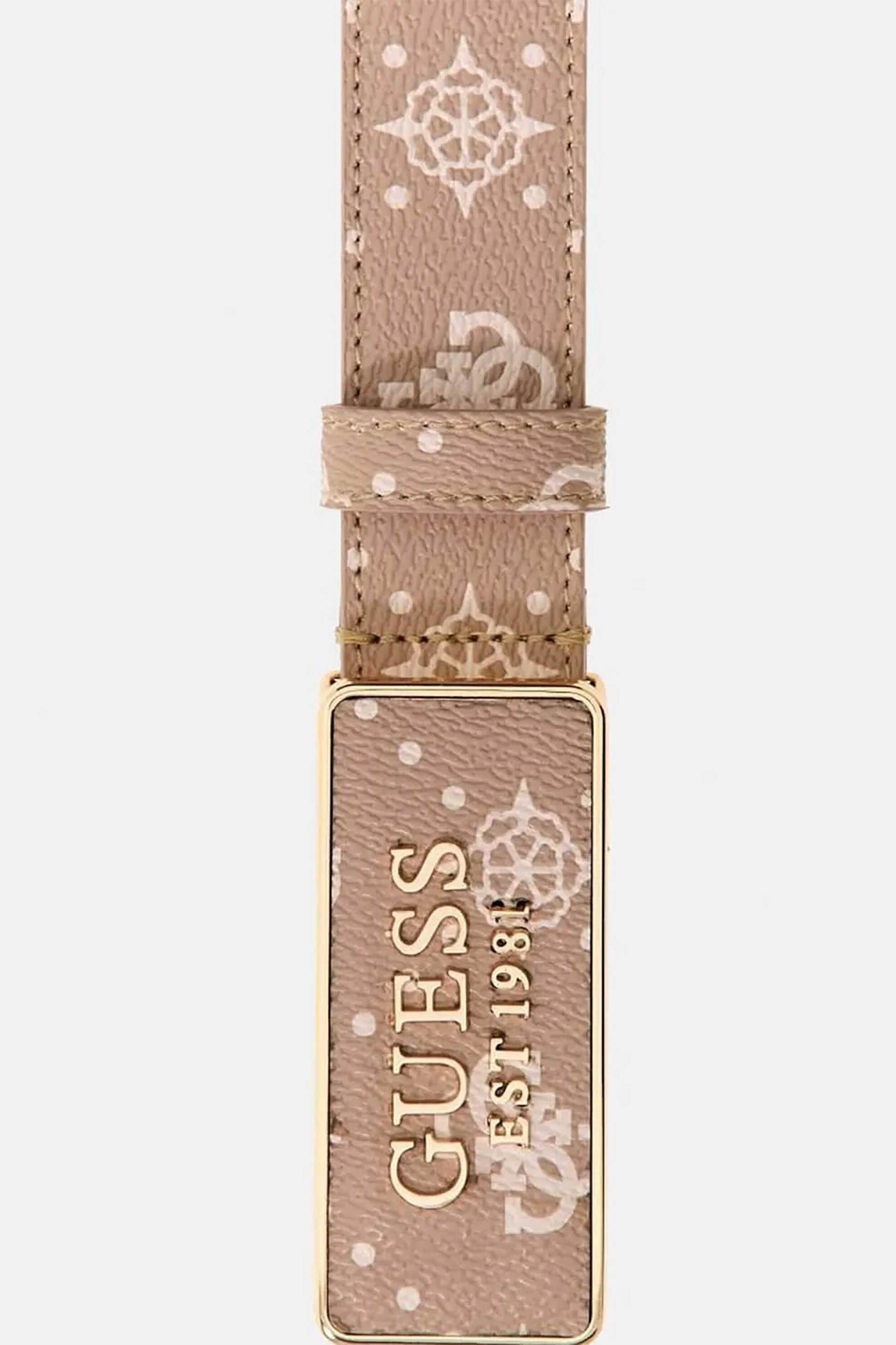 Guess γυναικεία ζώνη με all-over logo print και αγκράφα 