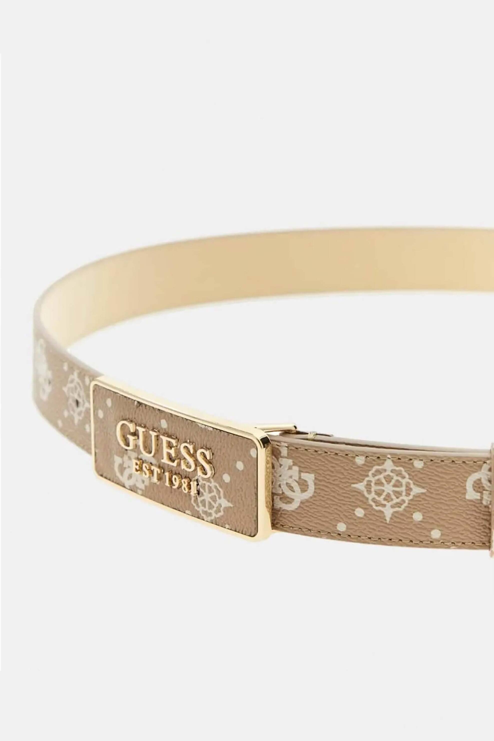 Guess Γυναικεία Ζώνη με All-Over Logo Print Και Αγκράφα Carrie - Bw9335P6130 Χρυσό