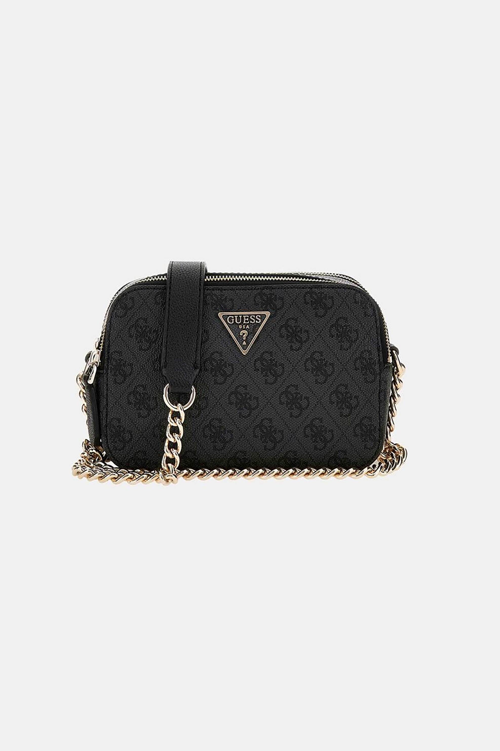 Guess γυναικεία τσάντα crossbody με μεταλλικό λογότυπο και all-over logo print "Noelle 4G Logo Mini" - HWBG9672140 Ανθρακί
