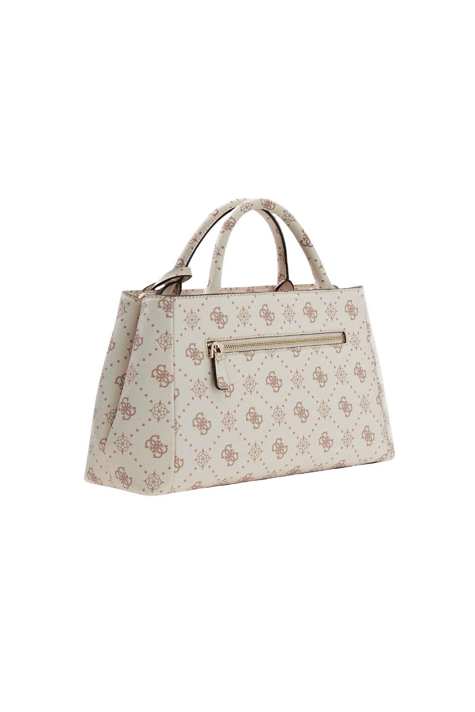 Guess γυναικεία τσάντα χειρός με all-over logo print "Carrie Logo Girlfriend Satchel" - HWGP9898060 Κρέμ φωτογραφία