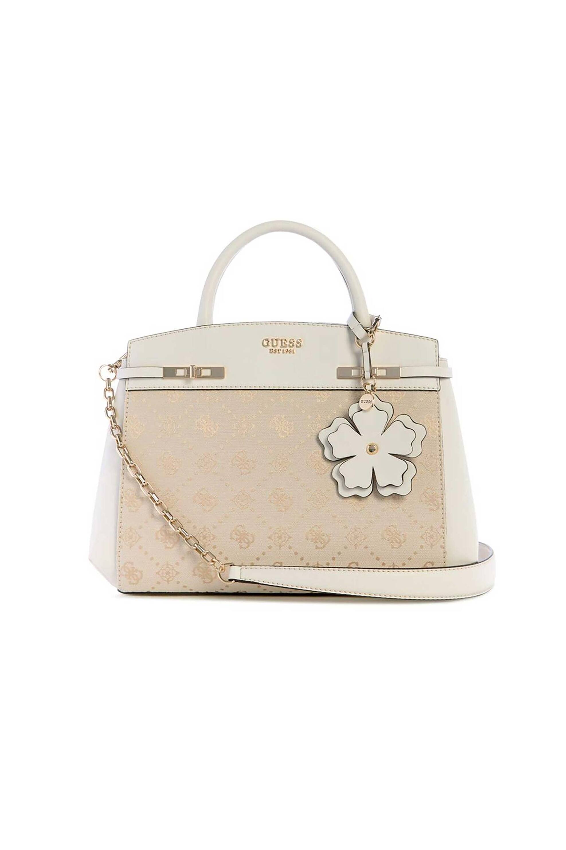 Guess γυναικεία τσάντα χειρός με all-over logo print "Melinda" - HWJP9902060 Εκρού