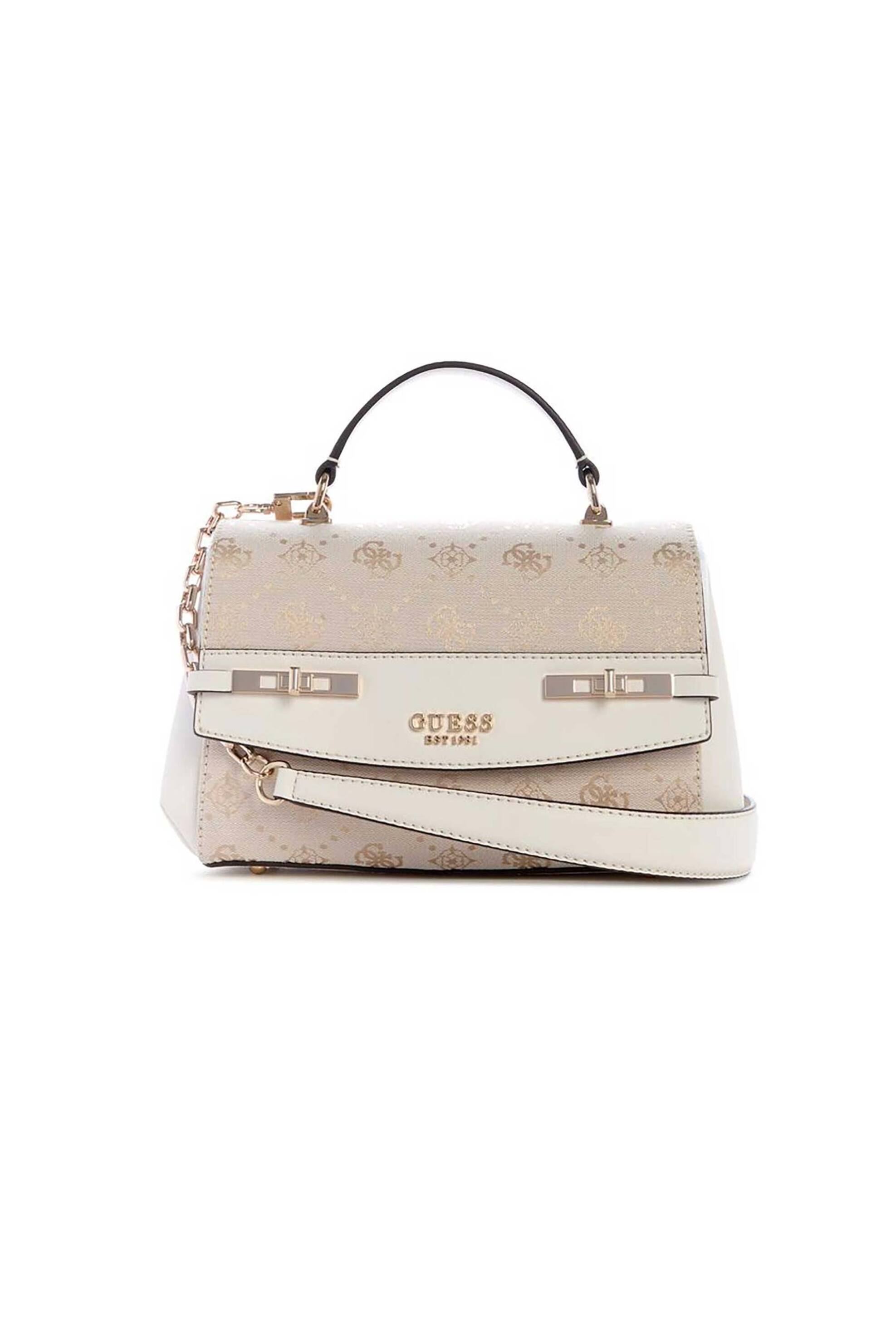 Guess γυναικεία τσάντα χειρός με all-over logo print "Melinda" - HWJP9902200 Εκρού