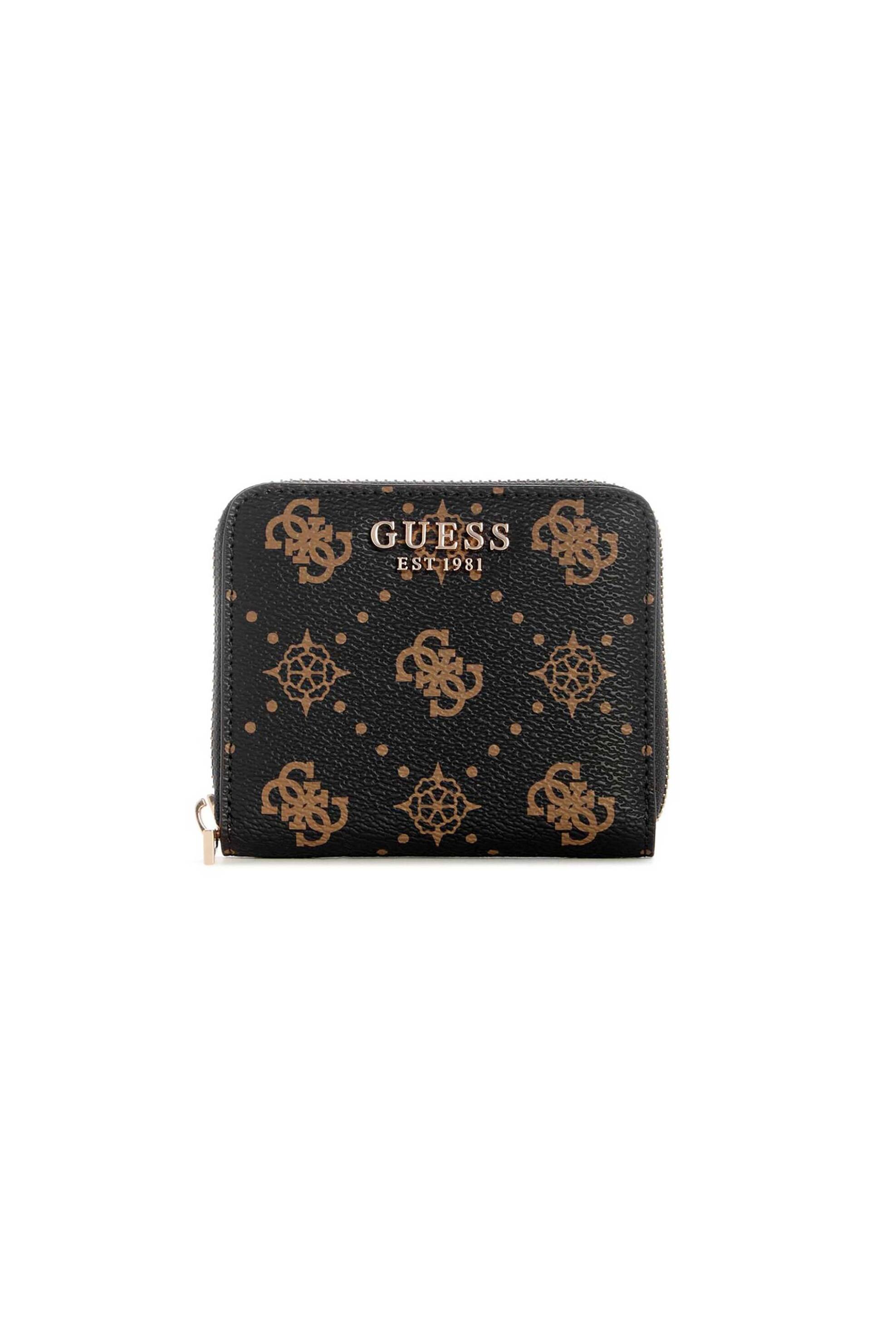 Guess γυναικείo πορτοφόλι με all-over logo print "Carrie" - SWGP9898137 Καφέ Σκούρο