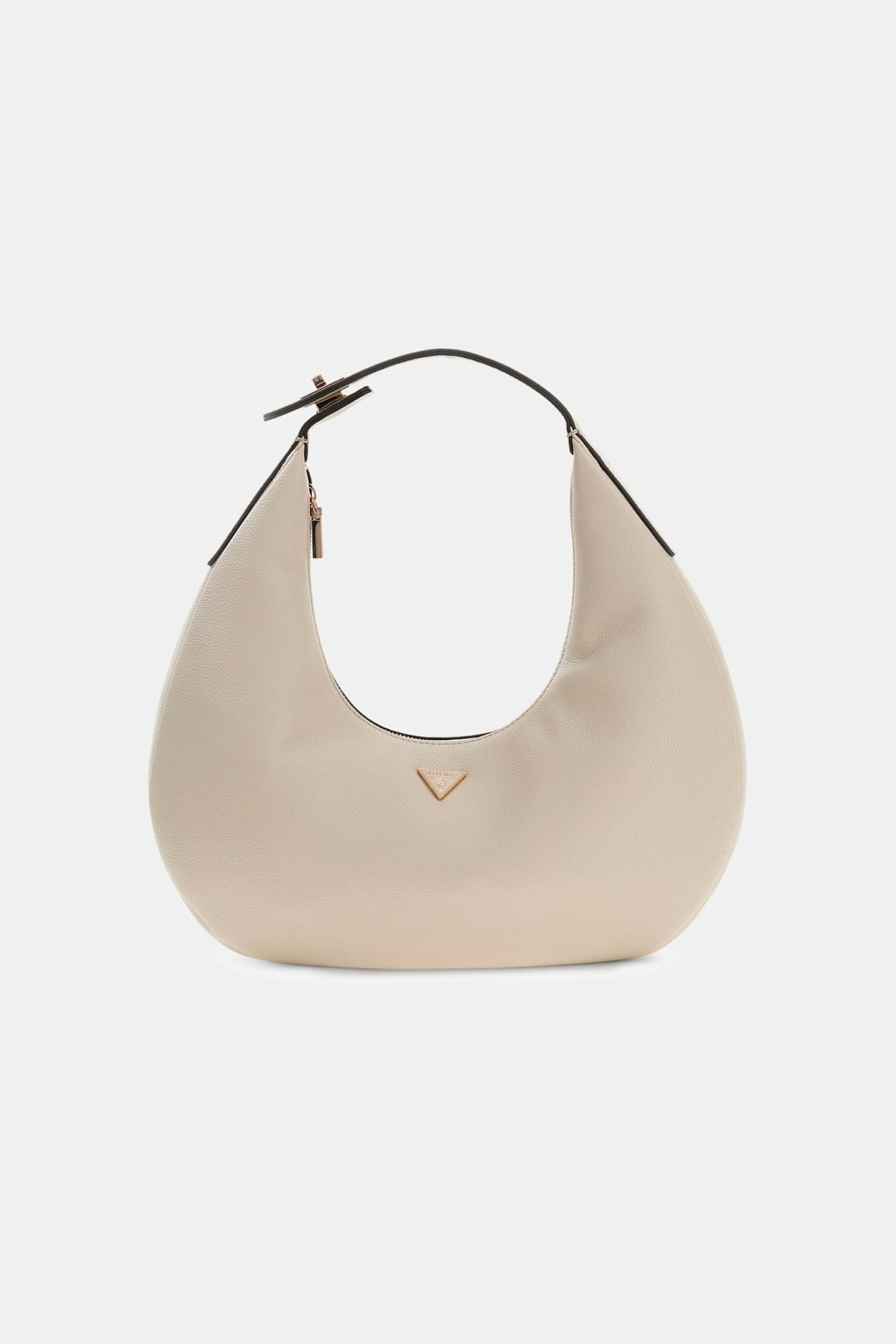 Guess γυναικεία τσάντα ώμου hobo με μεταλλικό λογότυπο "Evie" - HWBG9664020 Μπεζ