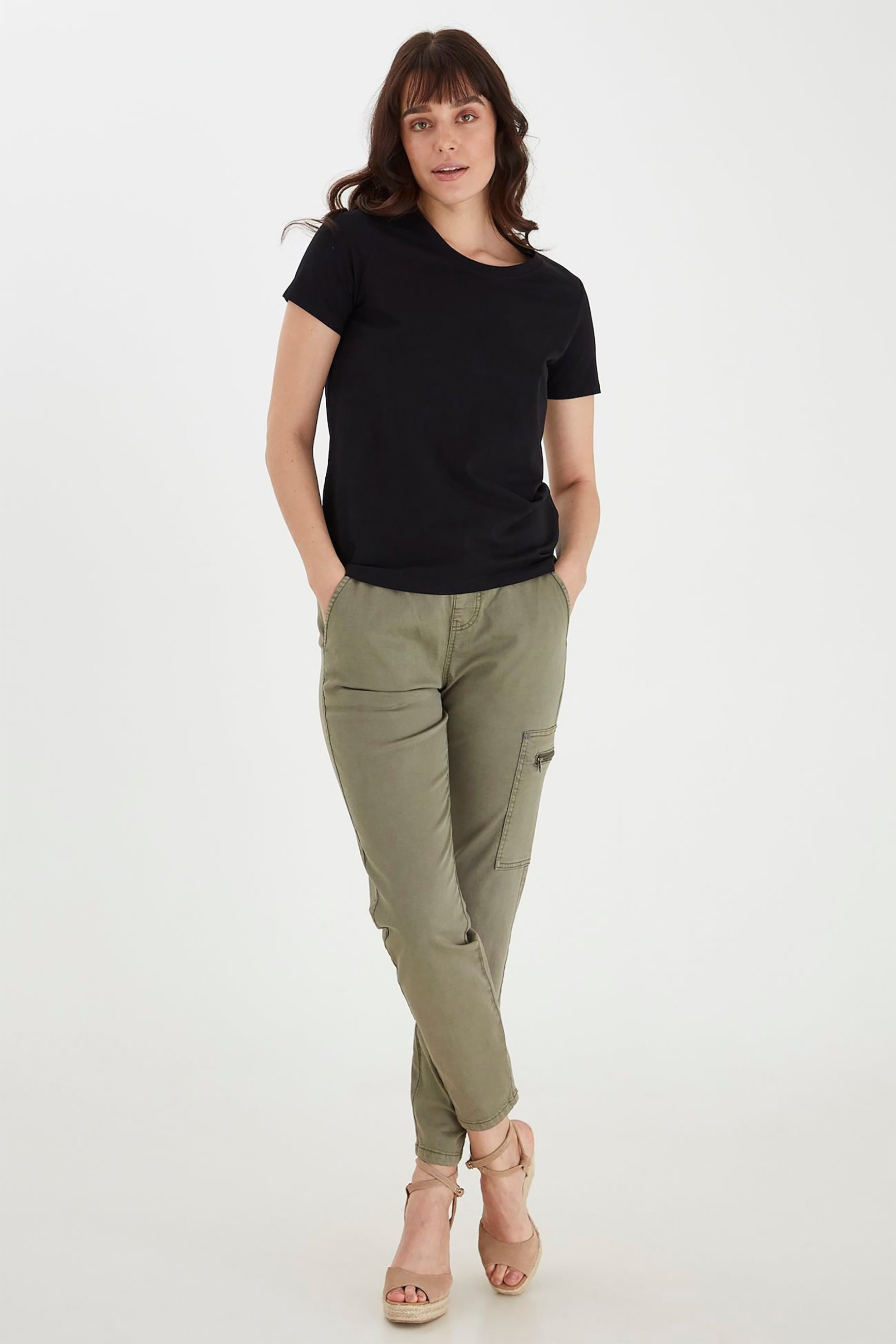 FRANSA Fransa γυναικείο T-shirt μονόχρωμο Regular Fit - 20605388 Μαύρο