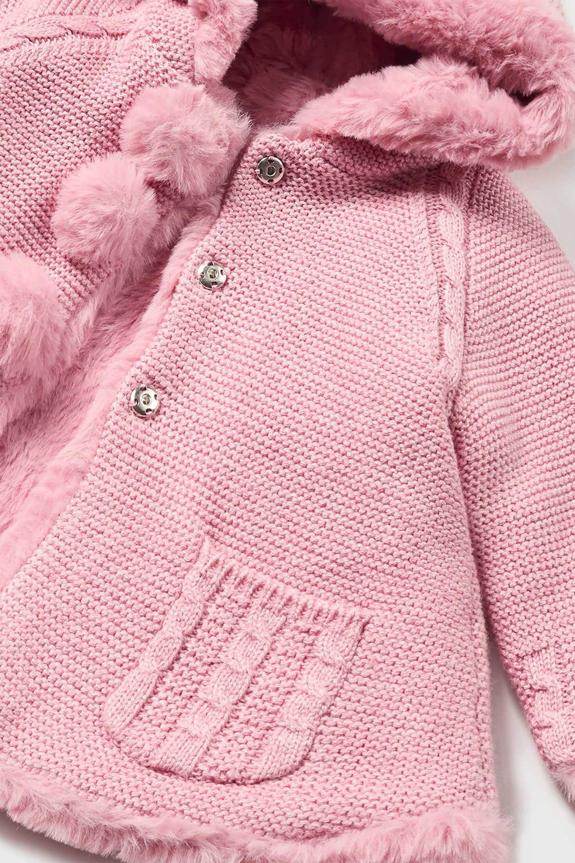 Mayoral βρεφική ζακέτα μονόχρωμη με τσέπες και διακοσμητικά pom-pom - 2304 Ροζ φωτογραφία