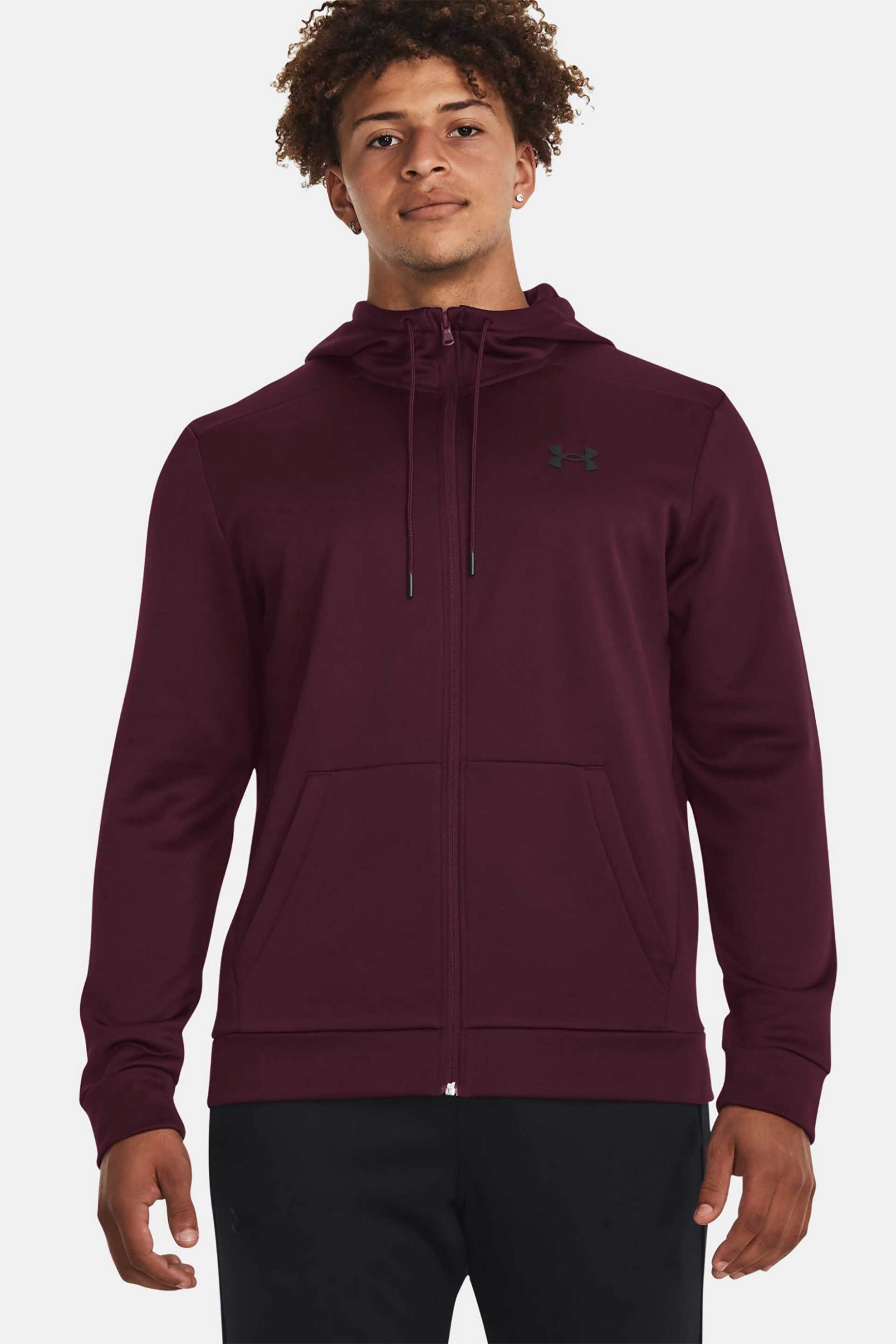 UNDER ARMOUR Under Armour ανδρική ζακέτα φούτερ με κουκούλα και λογότυπο Loose Fit - 1373357 Μπορντό
