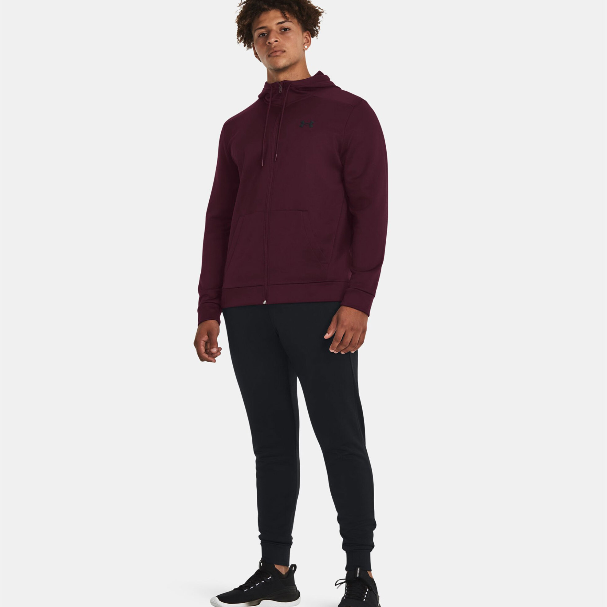 Under Armour ανδρική ζακέτα φούτερ με κουκούλα και λογότυπο Loose Fit - 1373357 Μπορντό φωτογραφία