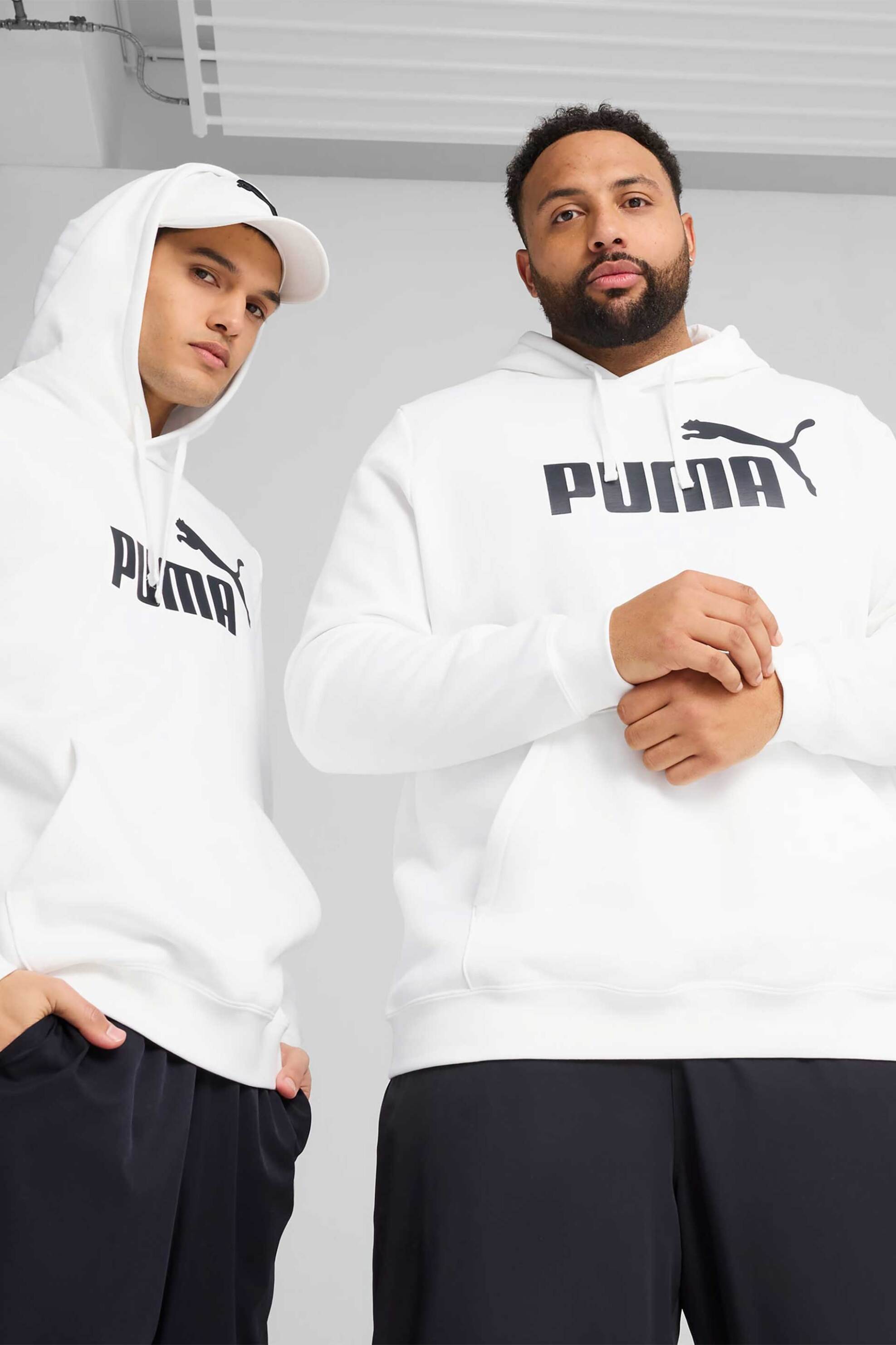 Puma ανδρική μπλούζα φούτερ με κουκούλα και λογότυπο Regular Fit "Essential" - 682570 Λευκό