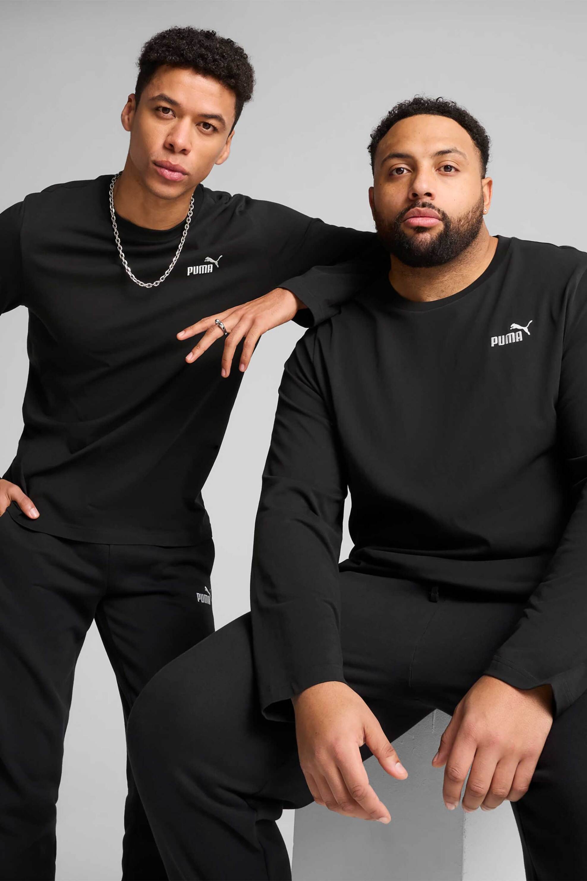 Puma ανδρική μακρυμάνικη μπλούζα με λογότυπο Regular Fit "Essential" - 682546 Μαύρο