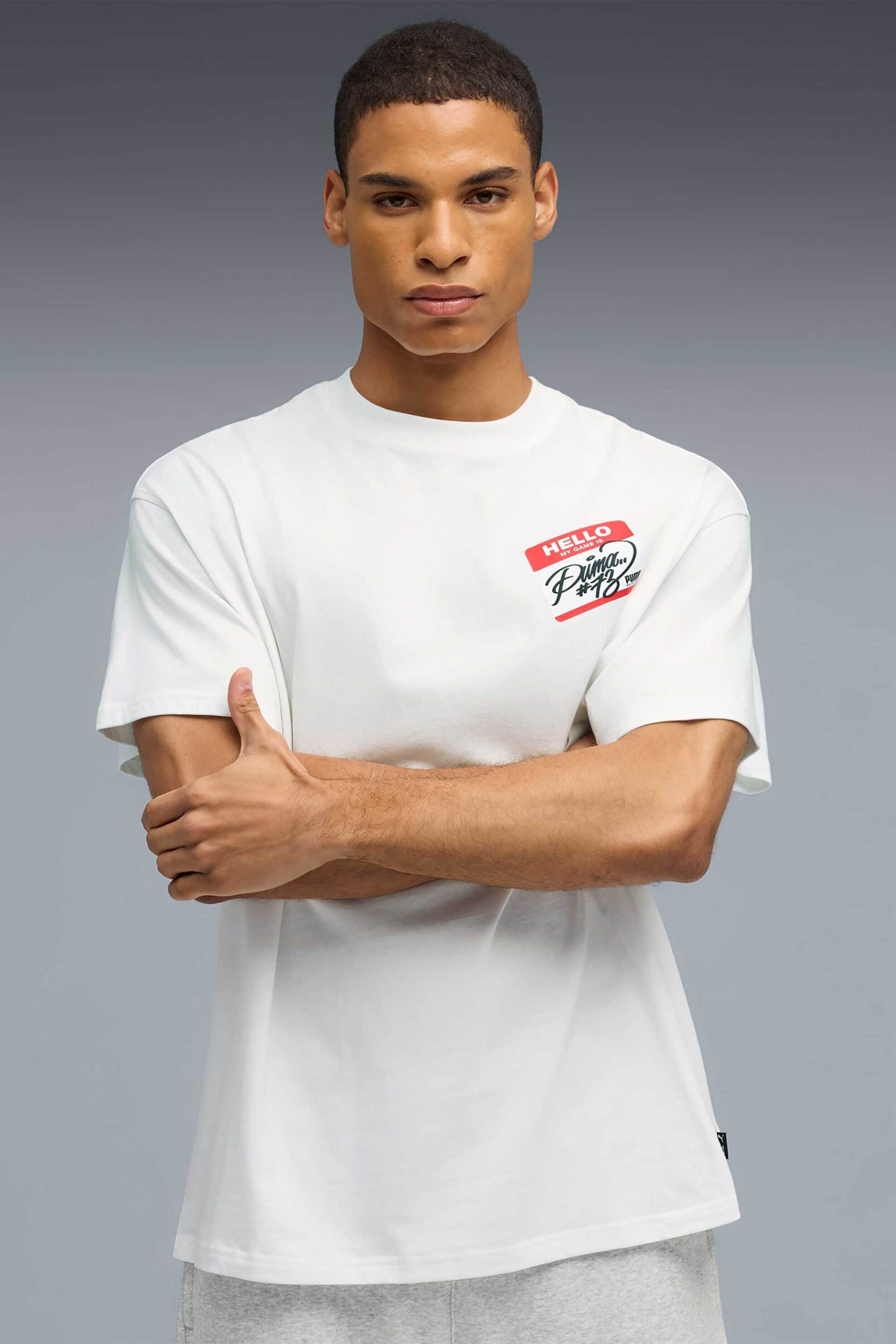 Puma ανδρικό T-shirt με λογότυπο Oversized Fit "HooperHotline" - 632835 Λευκό