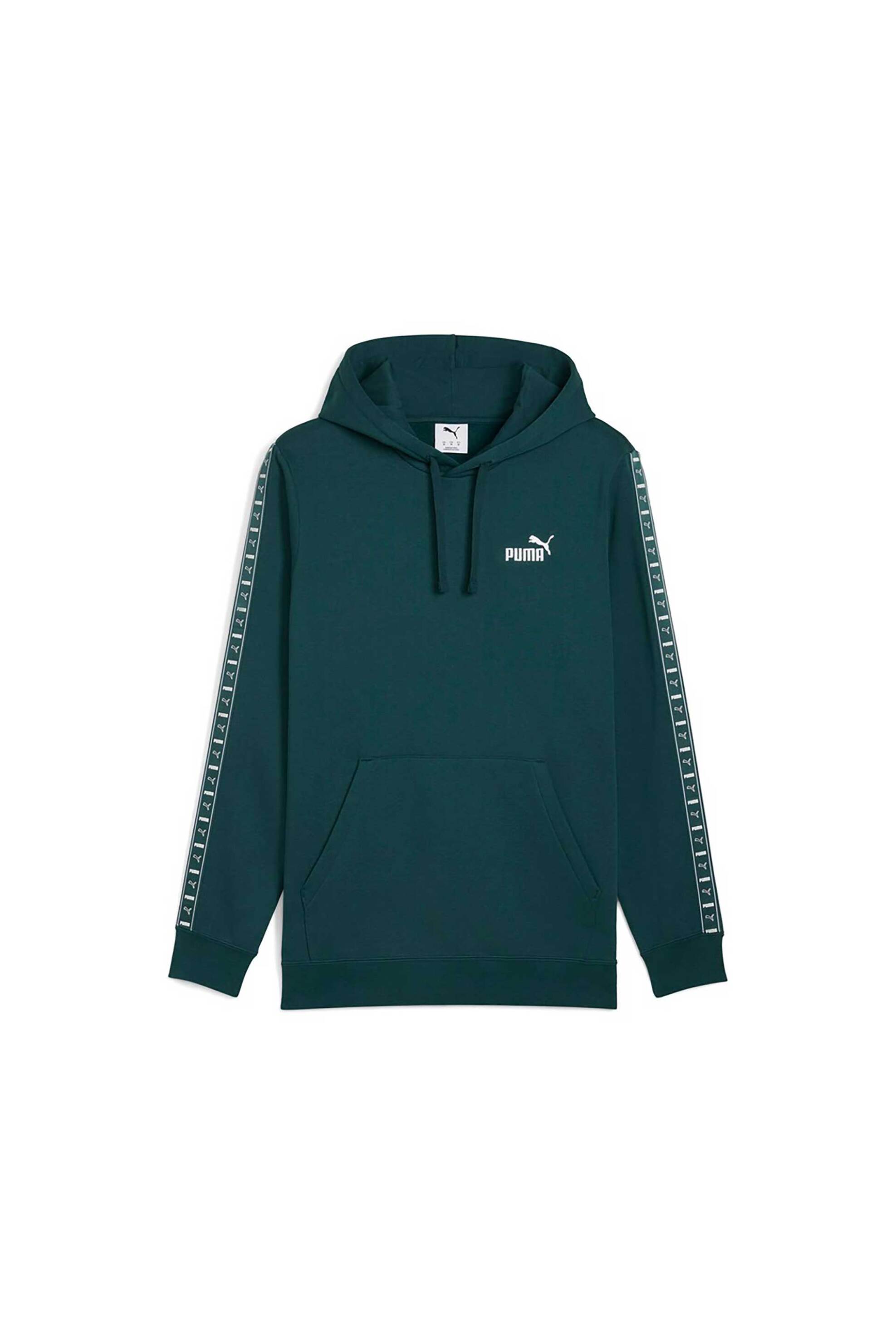 Puma ανδρική μπλούζα φούτερ με κουκούλα και λογότυπο Regular Fit "Essential Tape" - 684675 Πετρόλ