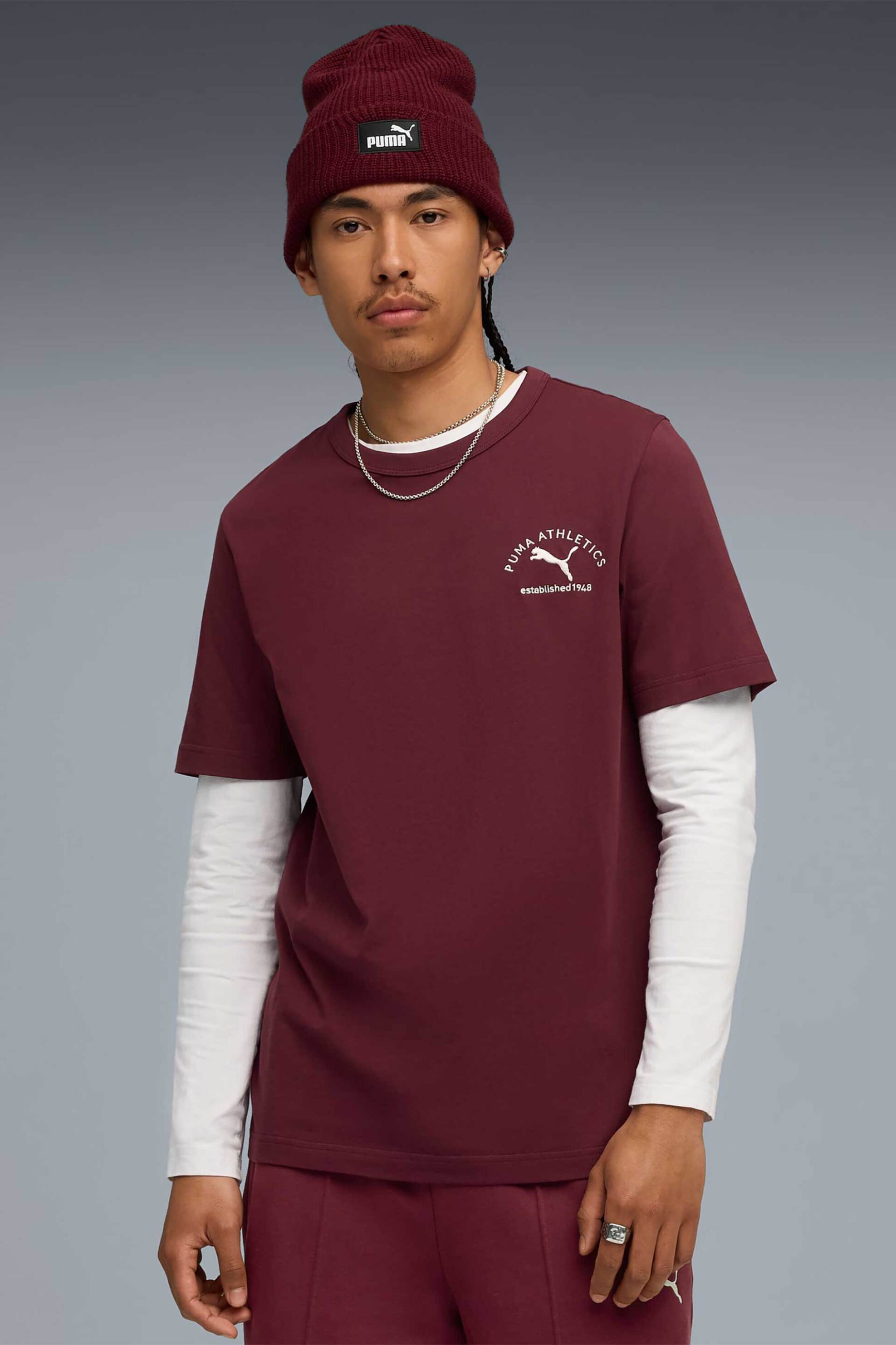 Puma ανδρικό T-shirt με λογότυπο Regular Fit "Class Graphic" - 688219 Μπορντό