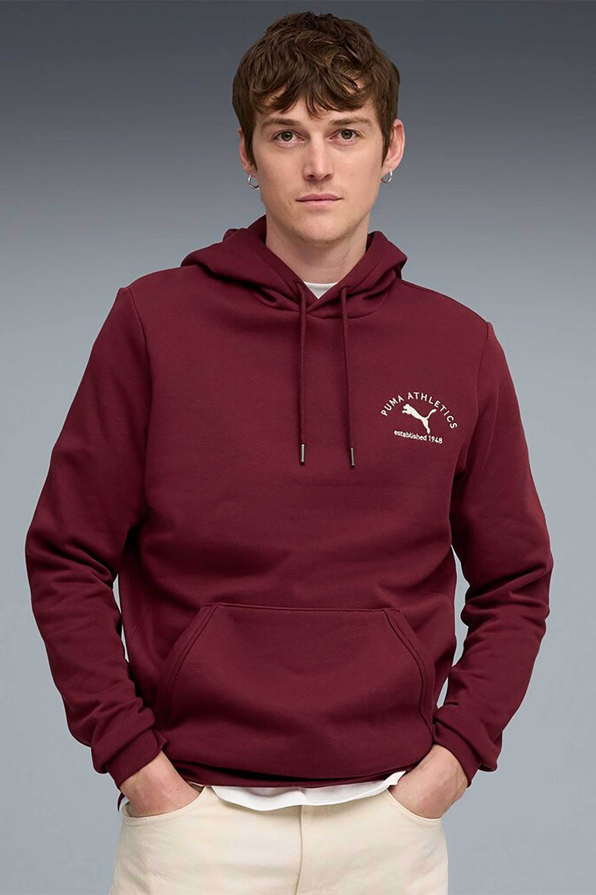 Puma ανδρική μπλούζα φούτερ με κουκούλα και λογότυπο Regular Fit "Class Graphic" - 688221 Μπορντό