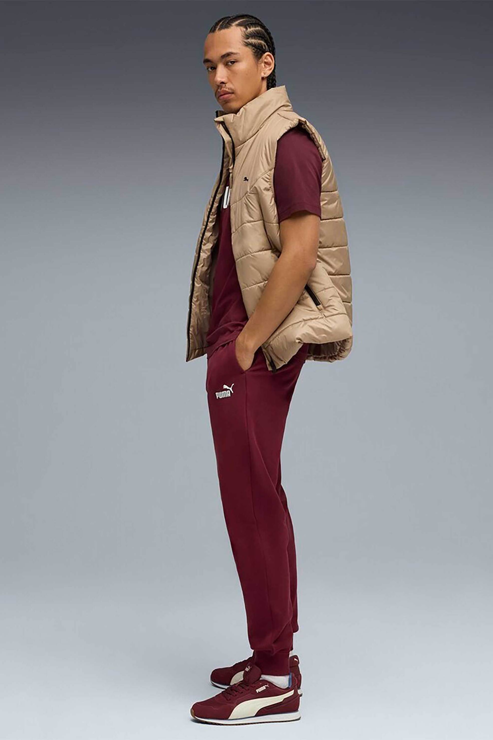 Puma ανδρικό παντελόνι φόρμας με λογότυπο Regular Fit "Essential" - 682607 Μπορντό