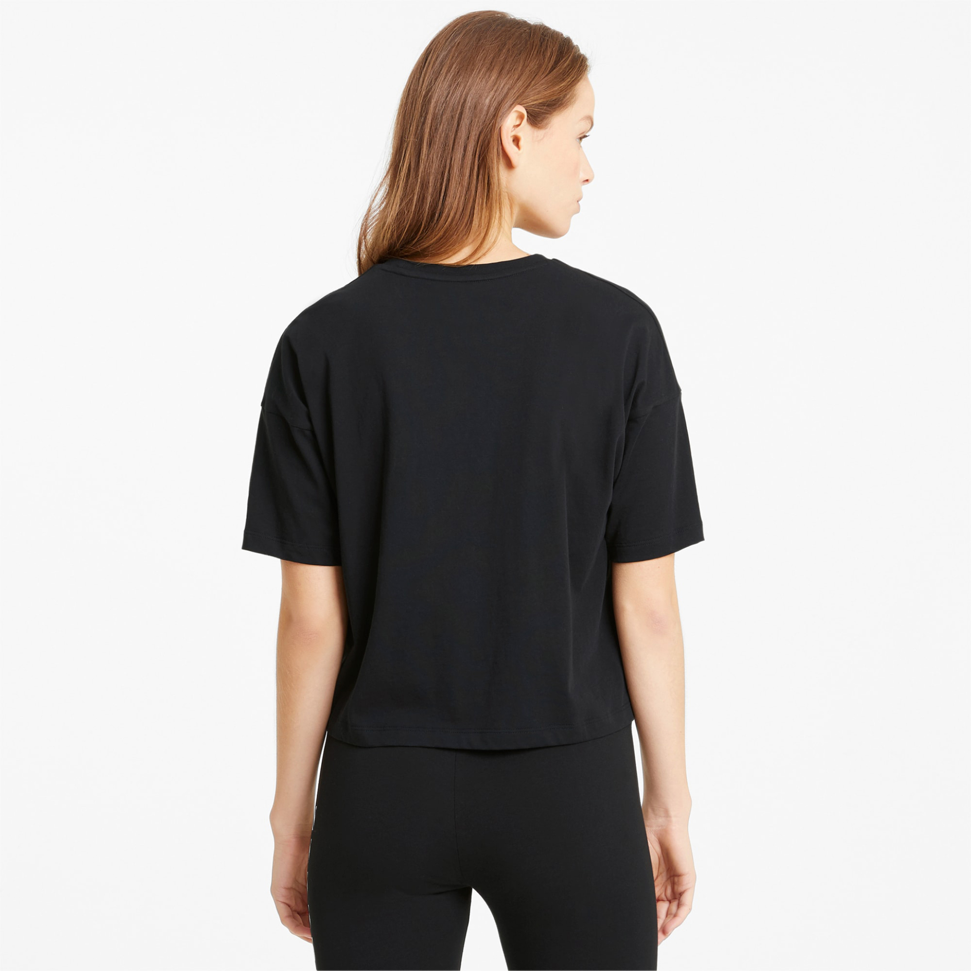 PUMA Puma γυναικείο T-shirt cropped Relaxed Fit "Essentials Logo" - 586866 Μαύρο - 3
