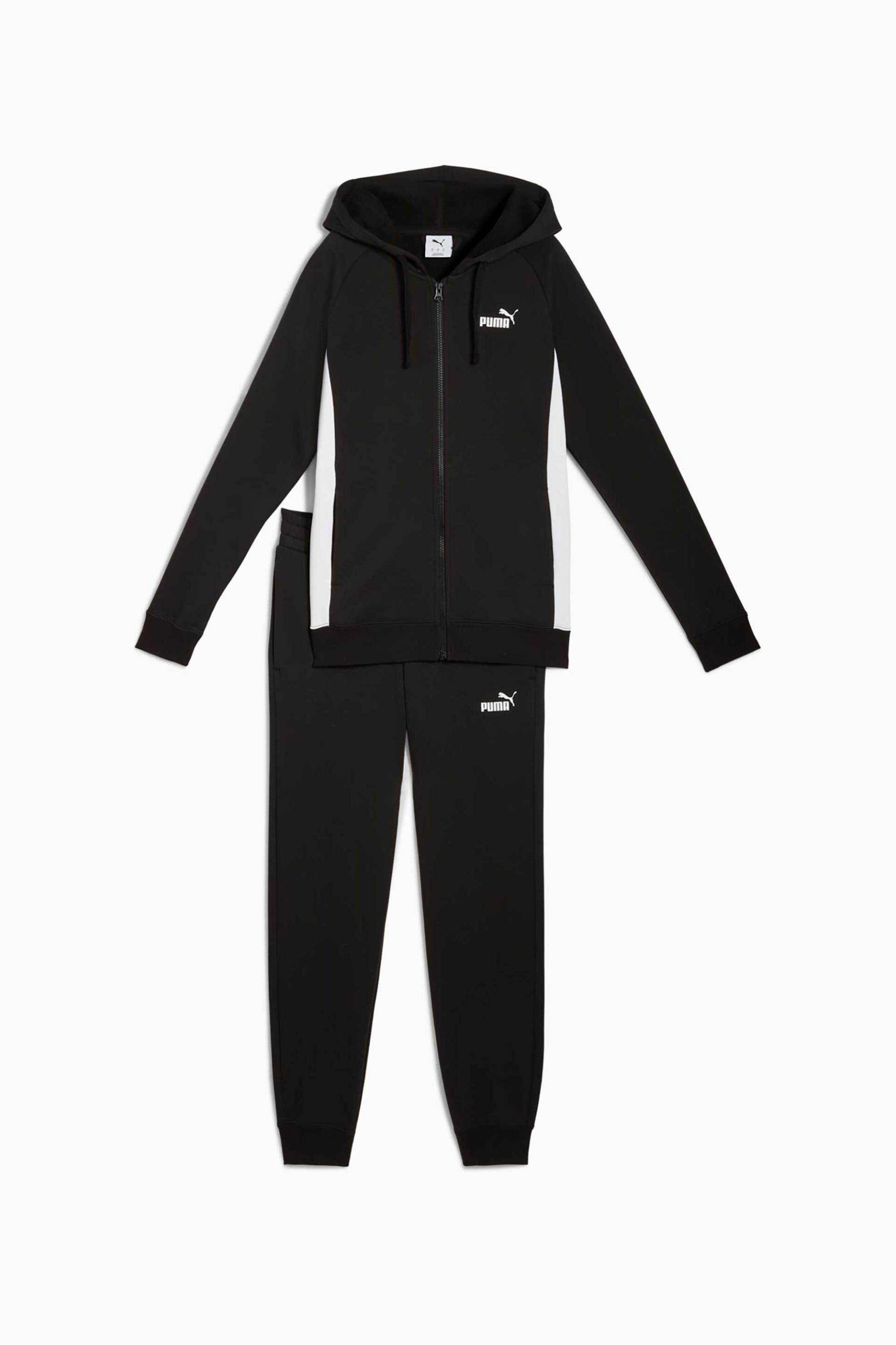 Puma σετ γυναικεία φόρμα με παντελόνι και ζακέτα φούτερ με κουκούλα Standard Fit - 690738 Μαύρο