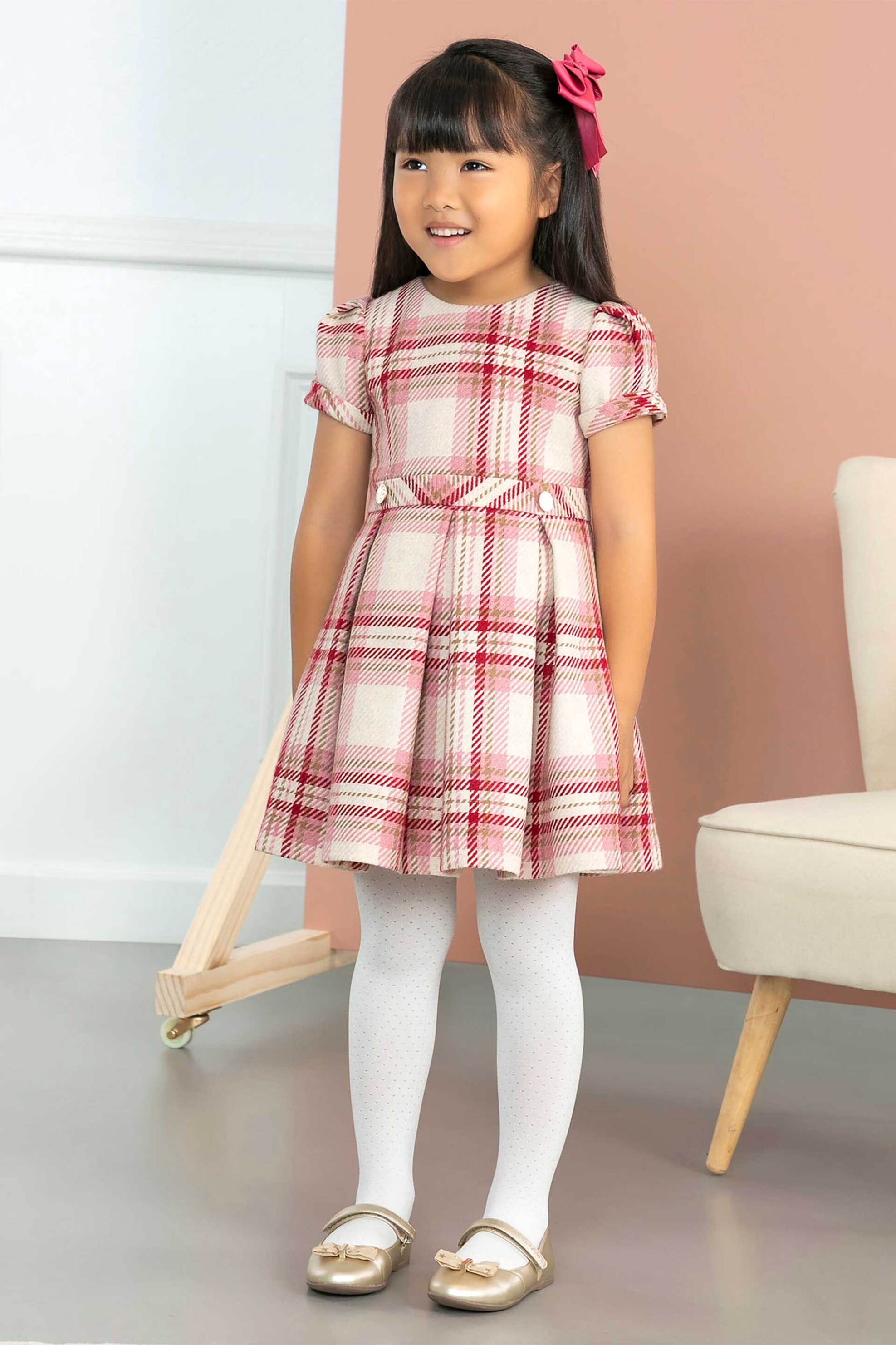 Abel & Lula παιδικό καλσόν μονόχρωμο με ανάγλυφο διακριτικό πουά σχέδιο - 5967 Εκρού