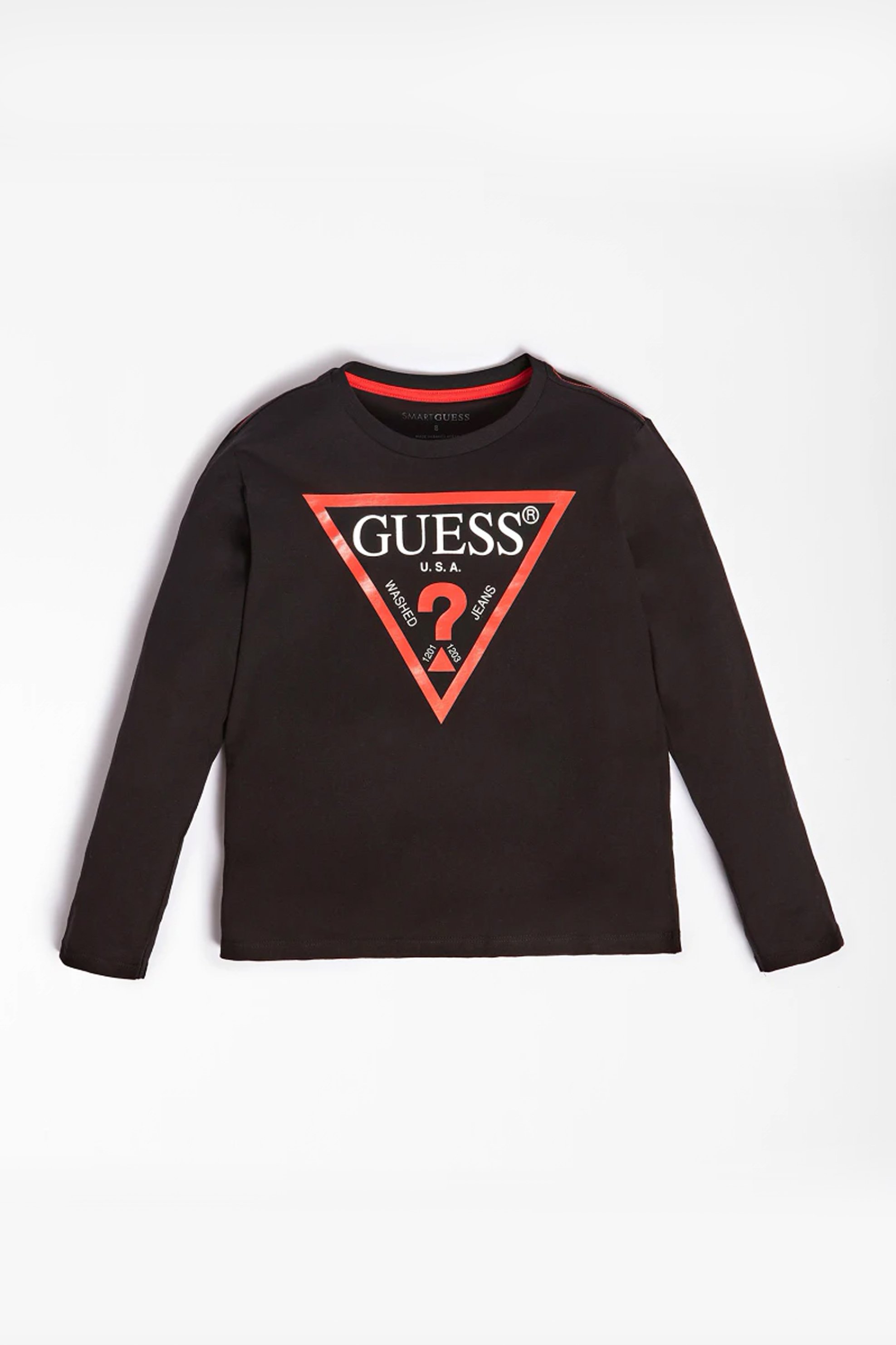 GUESS Guess παιδική μπλούζα βαμβακερή με logo print και μακρύ μανίκι (8-16 ετών) - L84I29K8HM0 Μαύρο