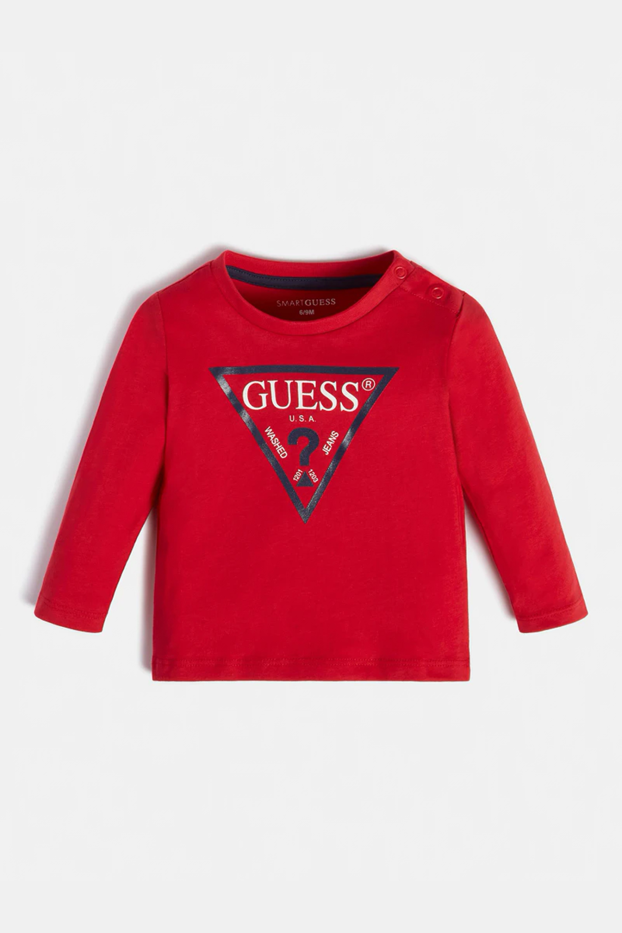 Guess παιδική μπλούζα με logo print και μακρύ μανίκι Regular Fit (3-7 ετών) - N84I24K8HM0 Κόκκινο
