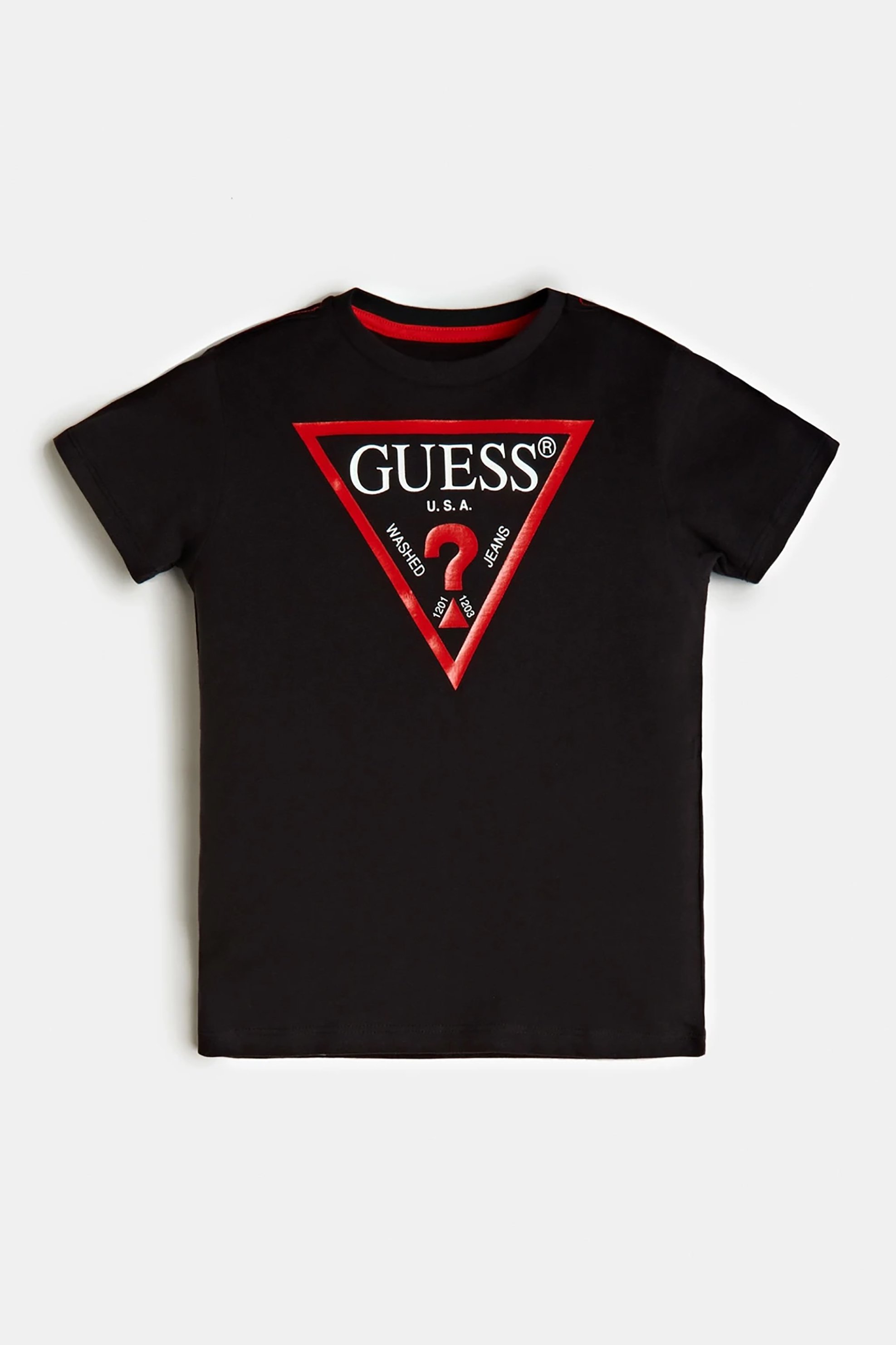 Guess παιδικό T-shirt με στρογγυλή λαιμόκοψη και logo print (3-7 ετών) - N73I55K8HM0 Μαύρο