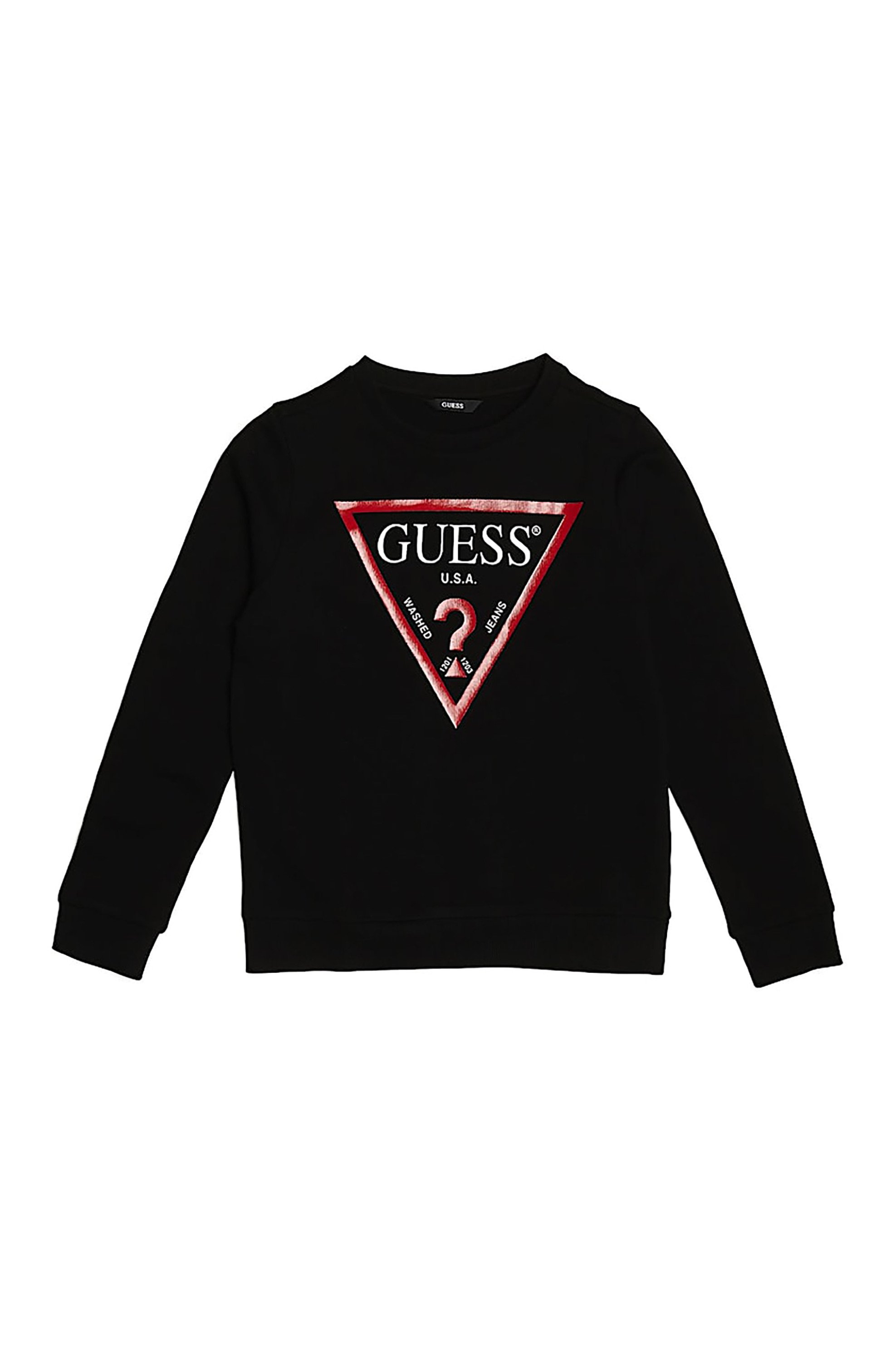 GUESS Guess παιδική μπλούζα φούτερ βαμβακερή με λογότυπο μπροστά - L73Q09KAUG0 Μαύρο