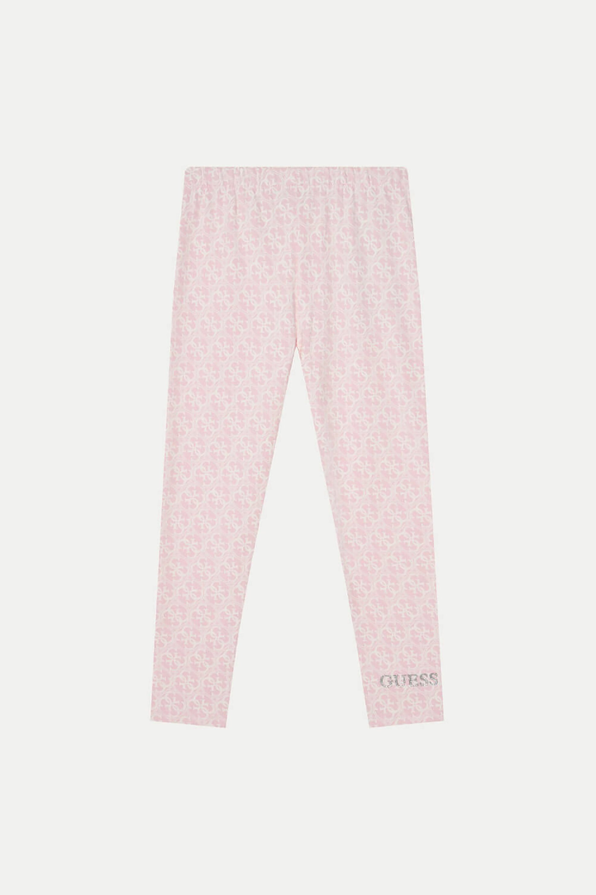 GUESS Guess παιδικό κολάν με all-over logo print και λογότυπο με στρας Skinny Fit - K5RB01J1314 Ροζ