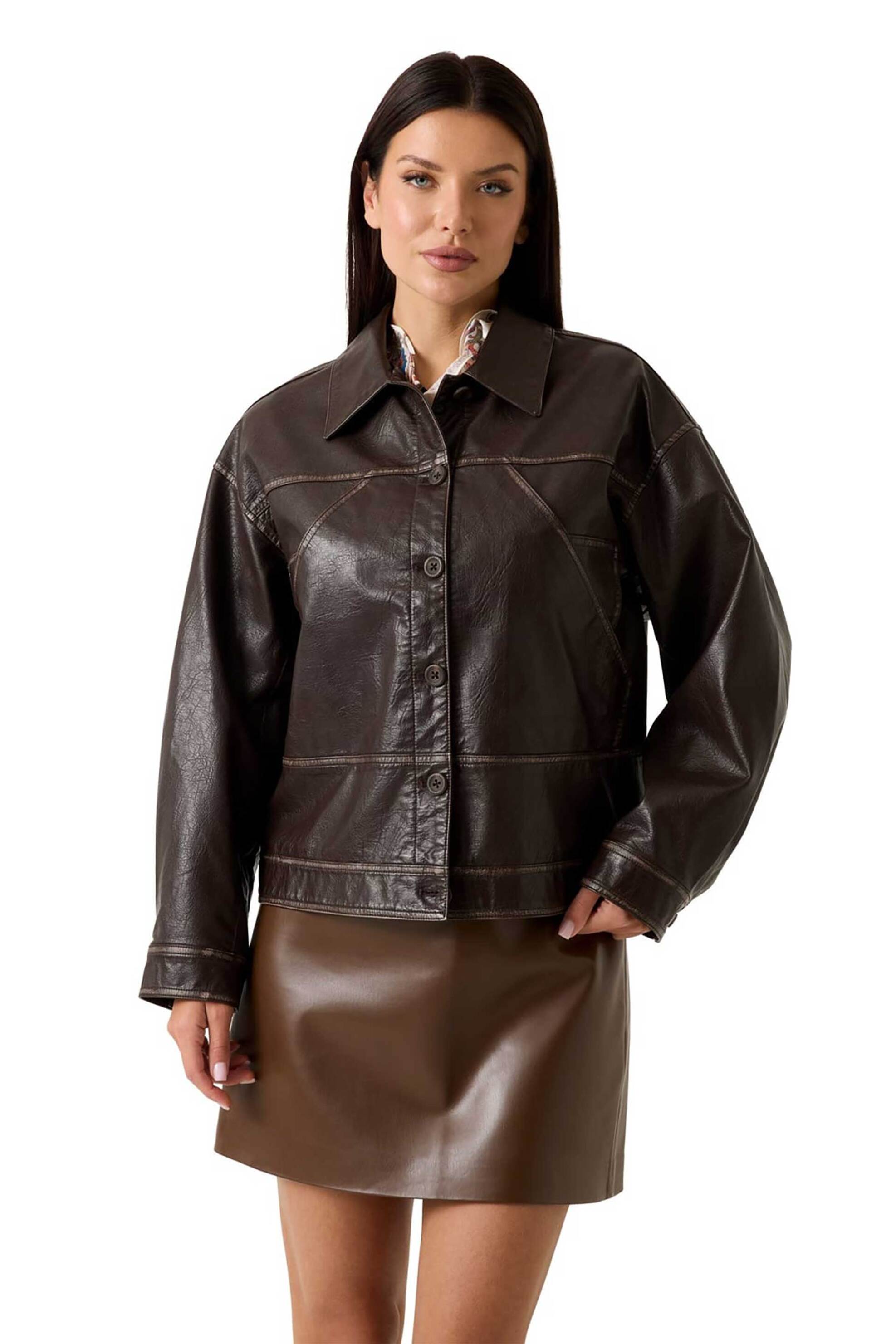 Guess γυναικείο jacket faux leather Regular Fit 