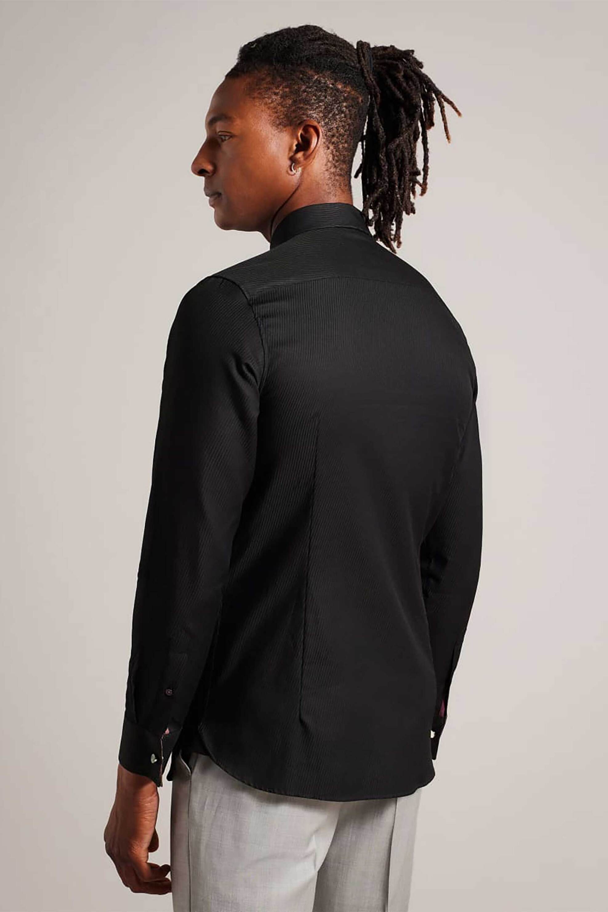 Ted Baker ανδρικό πουκάμισο με textured ριγέ σχέδιο "Lecce" - 271741 Μαύρο φωτογραφία