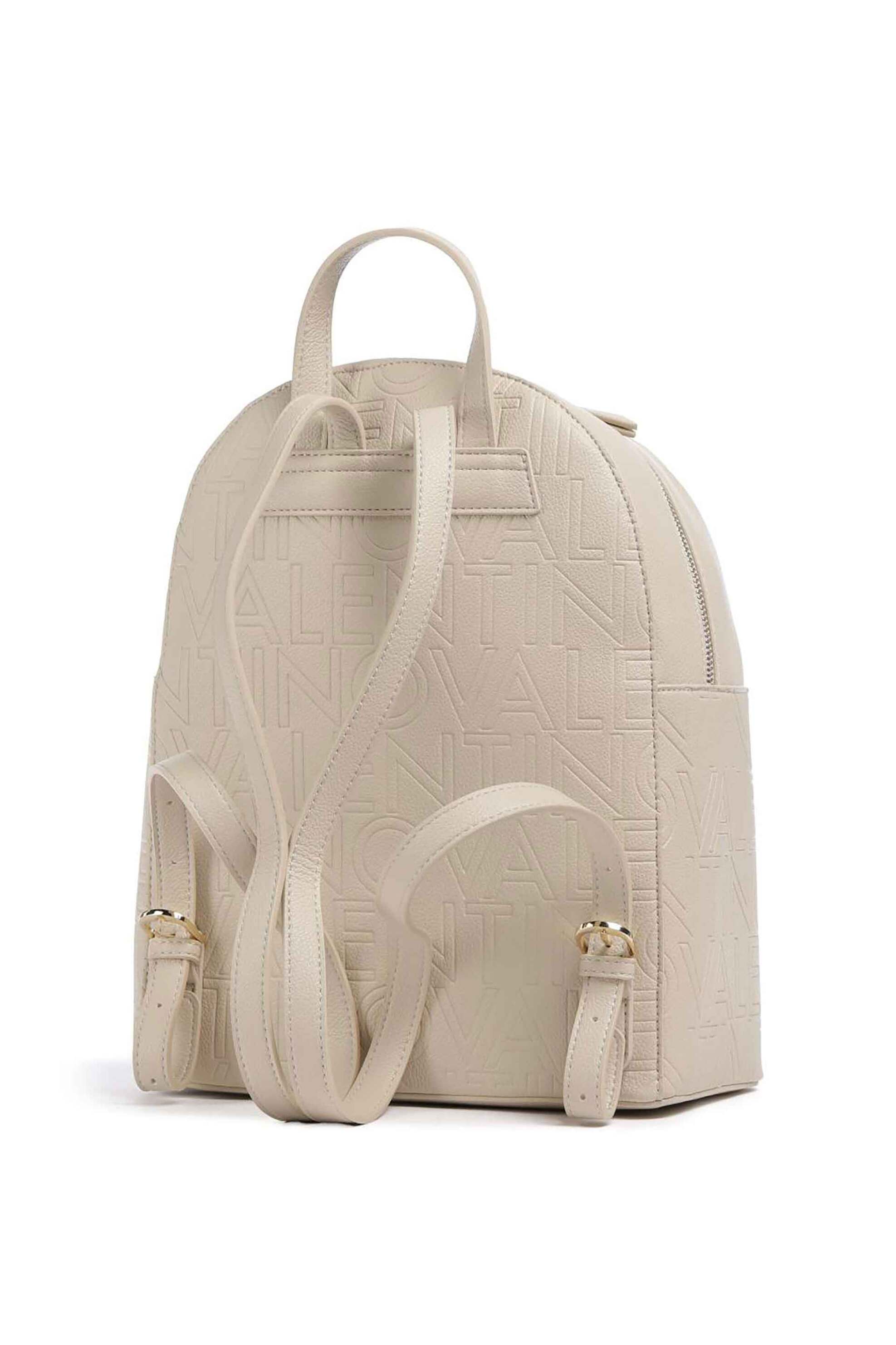 Valentino γυναικείο backpack με all-over ανάγλυφο σχέδιο και μεταλλικό λογότυπο "Pansy" - 17LVBS8PG20/PAN Μπεζ φωτογραφία