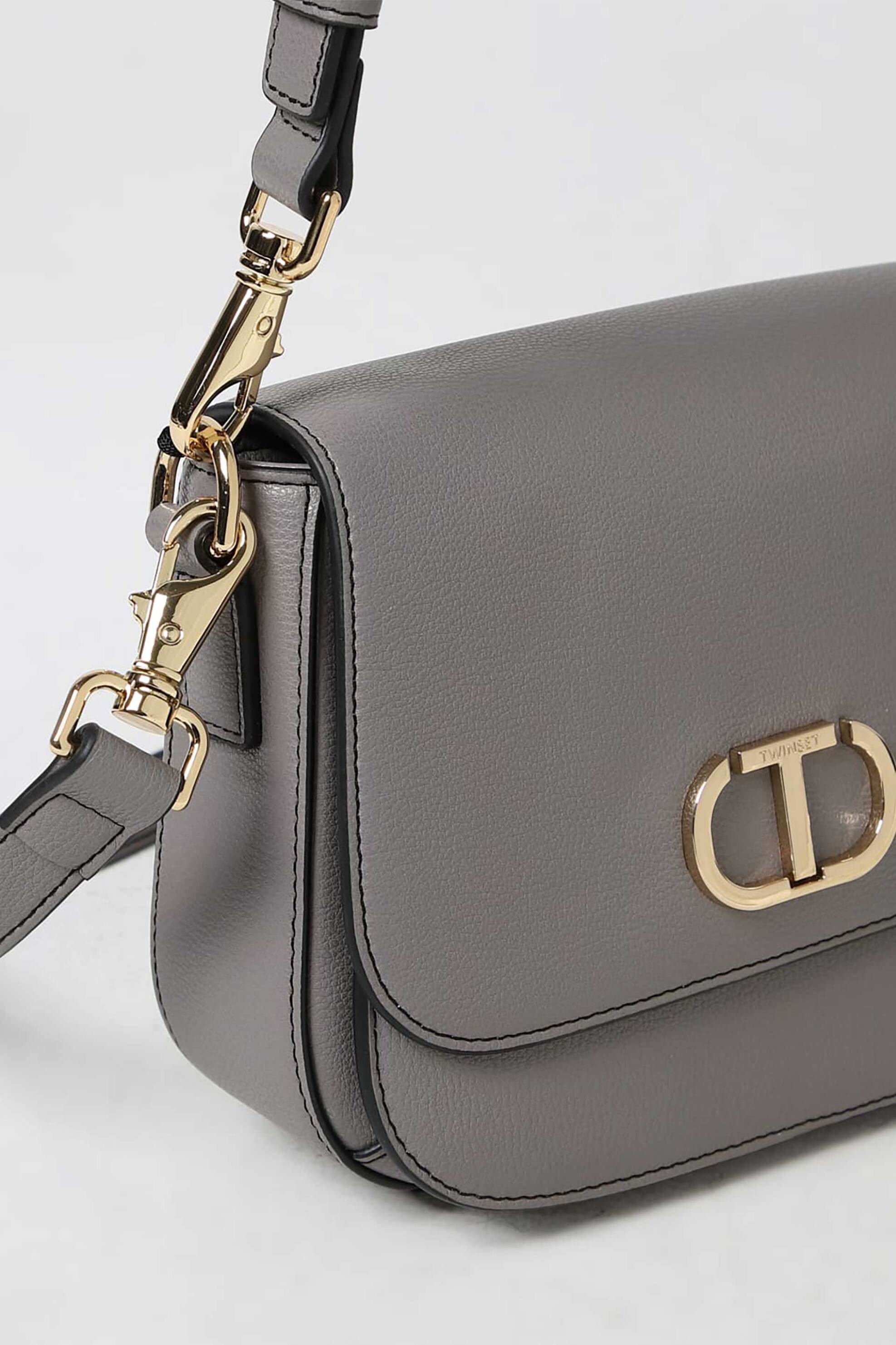 TWINSET Twinset γυναικεία τσάντα crossbody μονόχρωμη με μεταλλικές λεπτομέρειες - 241TB7132 Γκρι - 3