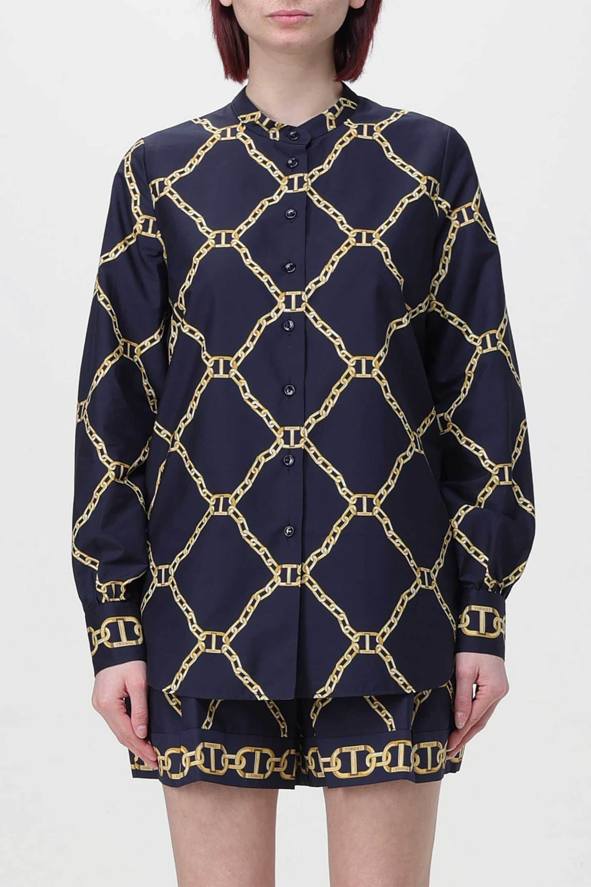  Twinset γυναικείο πουκάμισο με chain print - 241TP2730 Μπλε Σκούρο 2025
