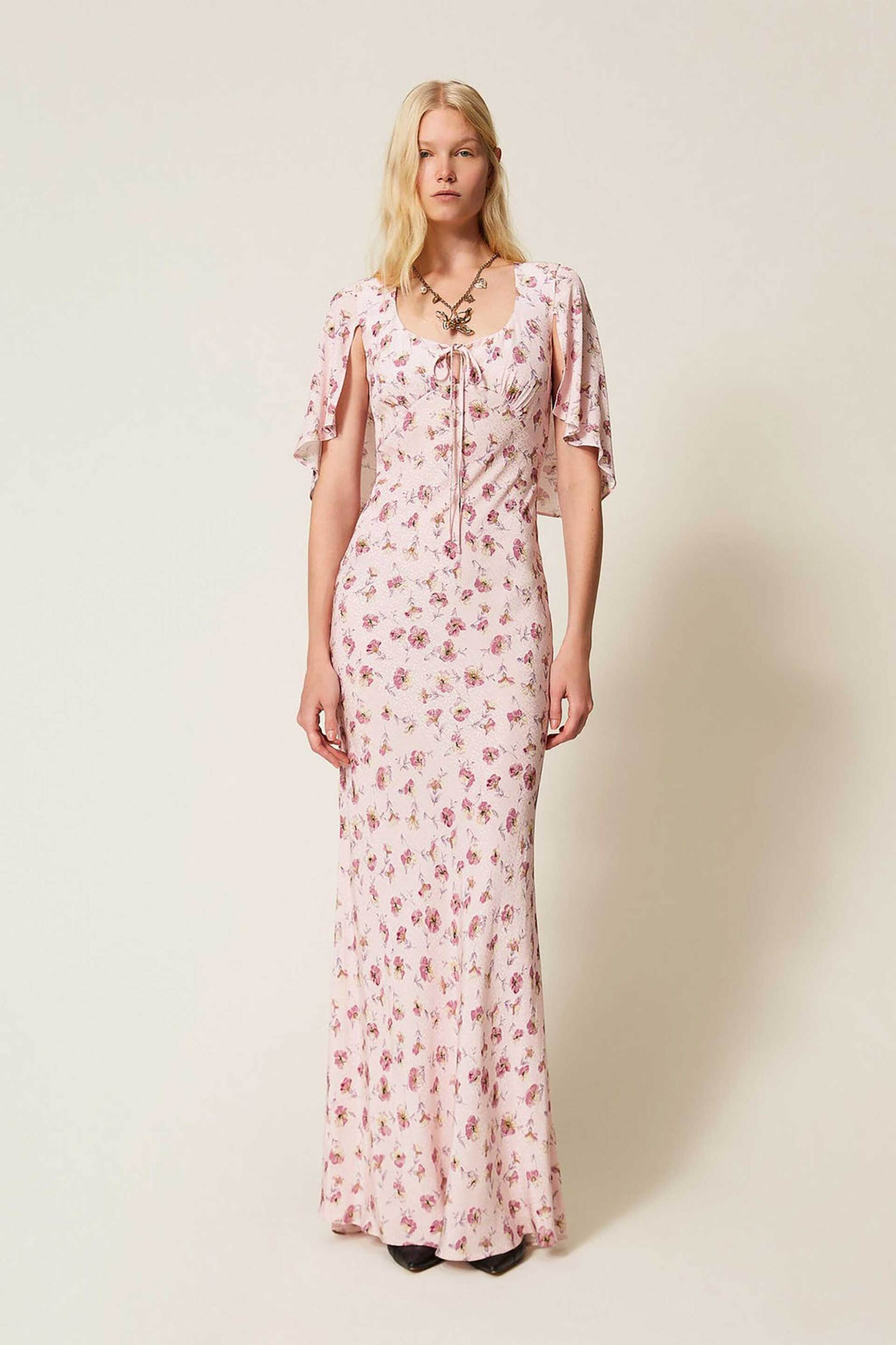 Twinset γυναικείο maxi φόρεμα με floral print - 261TP210A Μαύρο