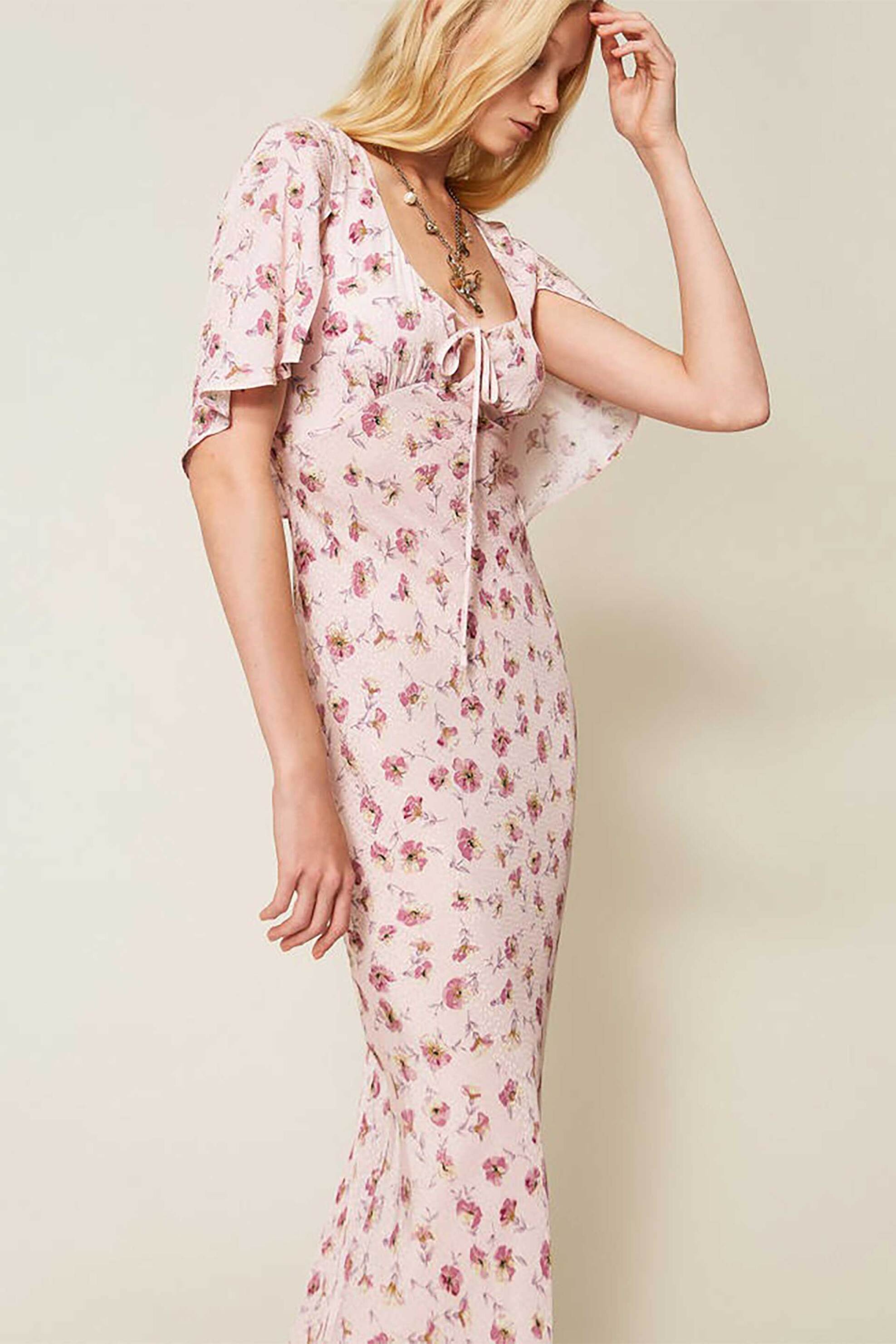 Twinset γυναικείο maxi φόρεμα με floral print - 261TP210A Μαύρο