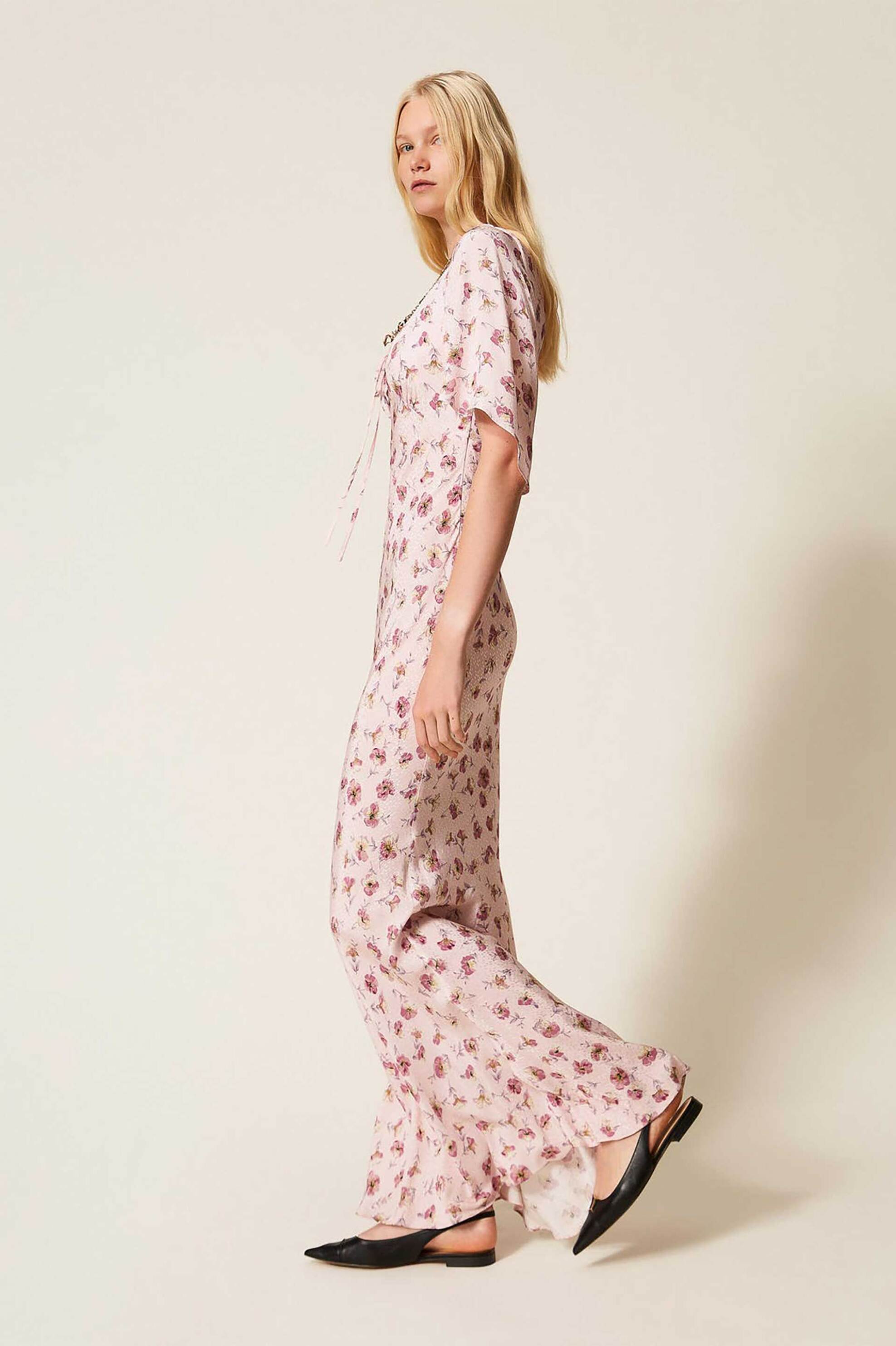 TWINSET Twinset γυναικείο maxi φόρεμα με floral print - 261TP210A Μαύρο - 3