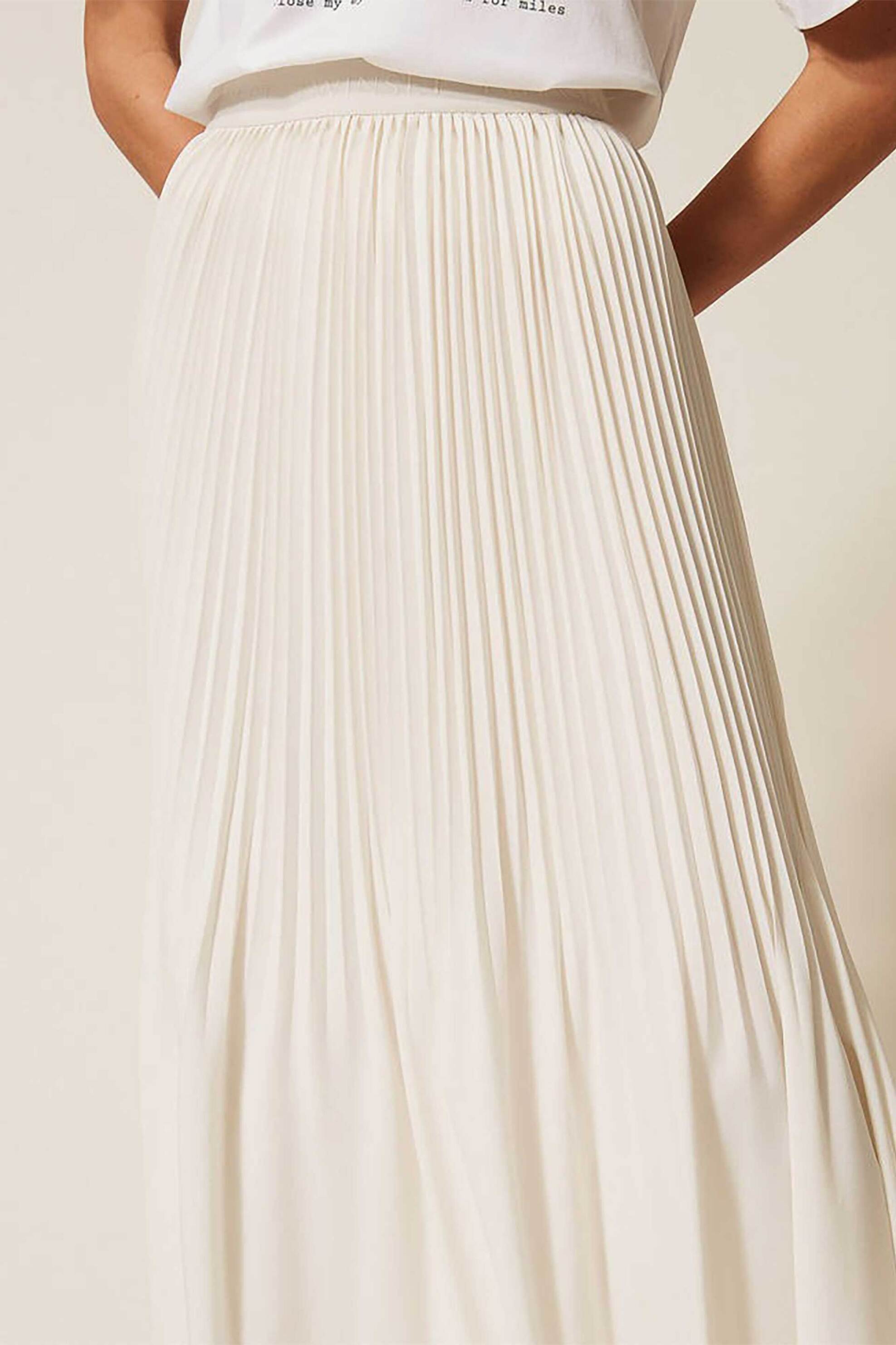 Twinset γυναικεία maxi φούστα πλισέ - 261TE2113 Λευκό φωτογραφία