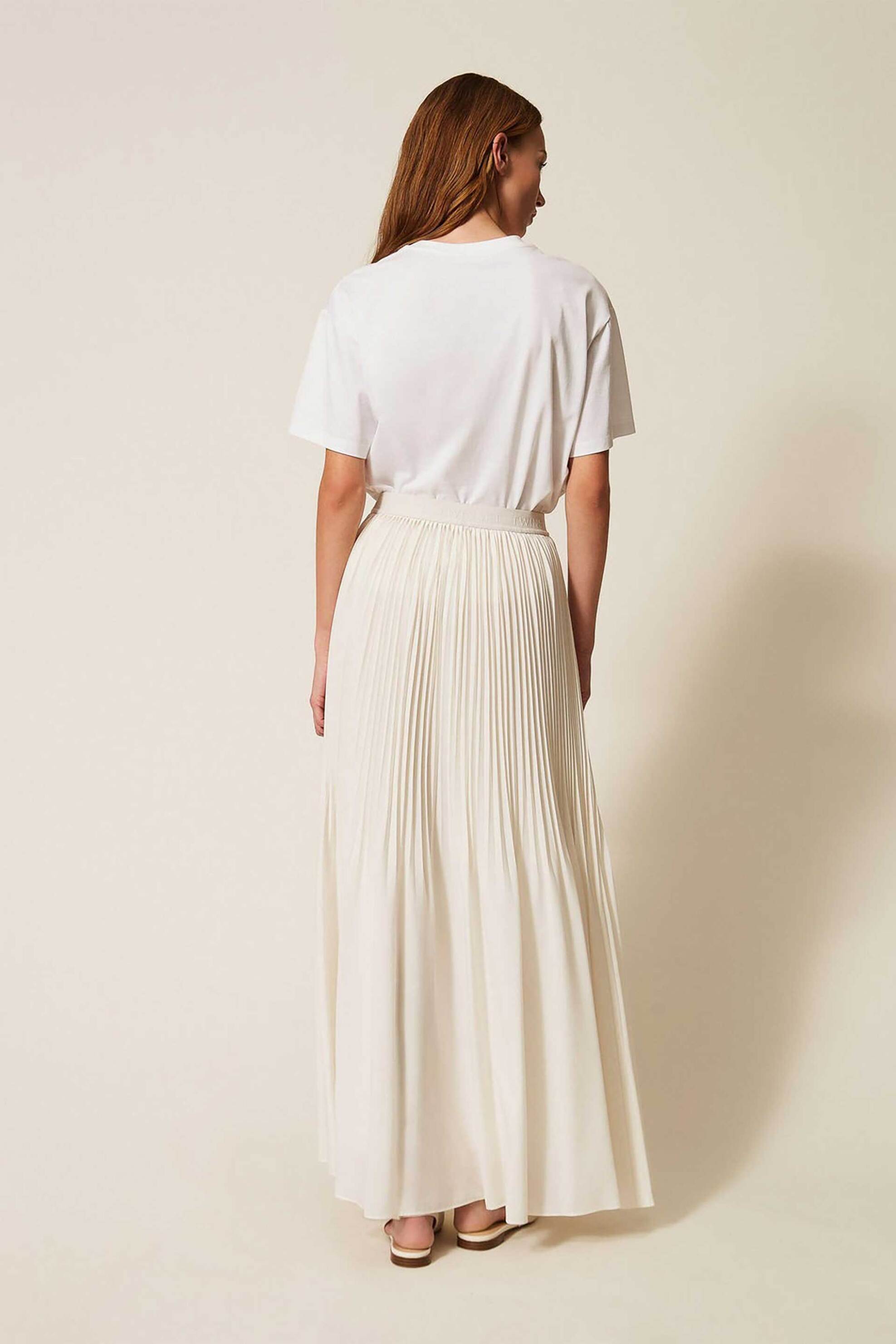 Twinset γυναικεία maxi φούστα πλισέ - 261TE2113 Λευκό φωτογραφία