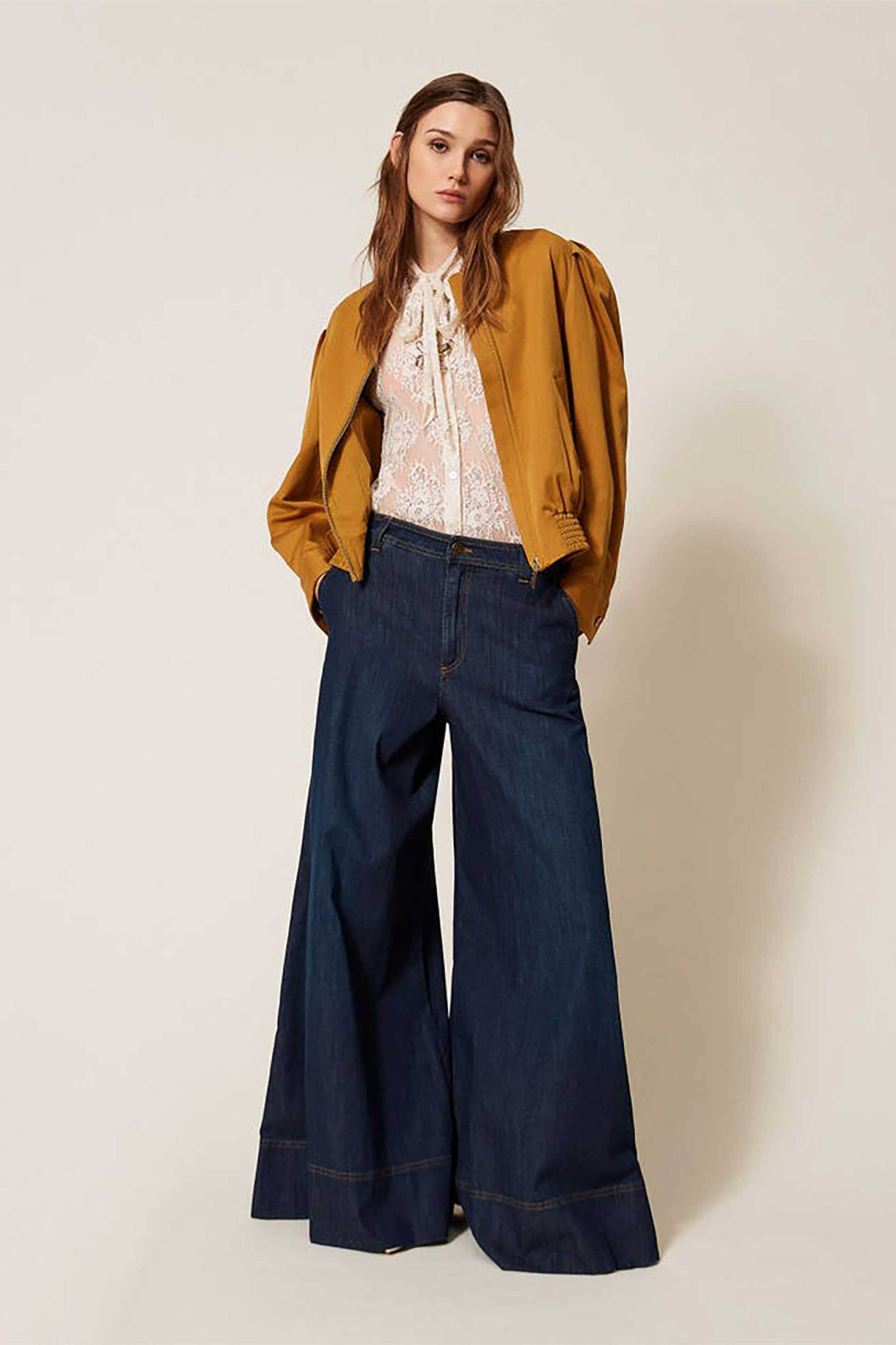 Twinset γυναικείο τζιν παντελόνι Palazzo Fit - 261TP2671 Μπλε Σκούρο