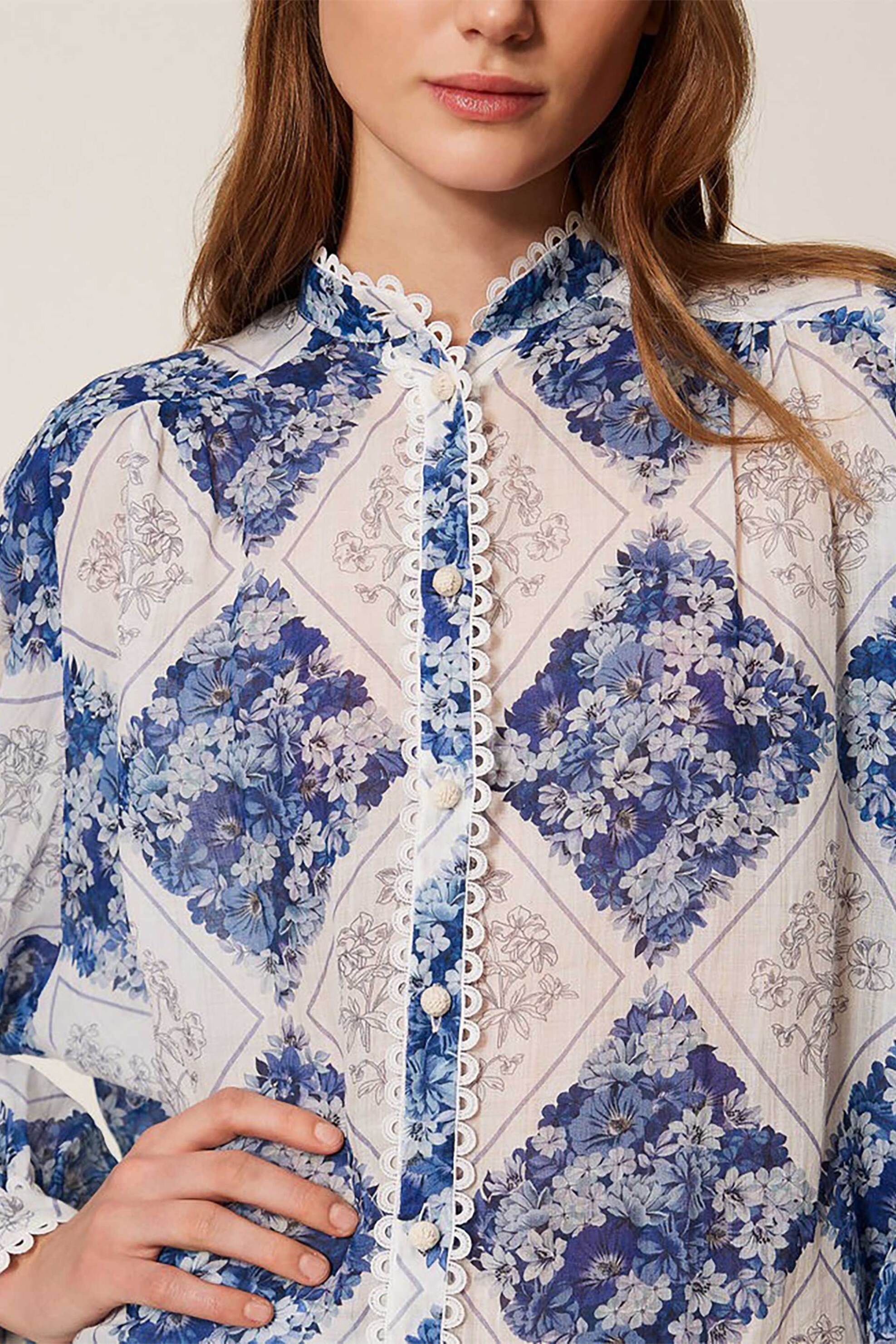 TWINSET Twinset γυναικείο πουκάμισο με floral print - 261TP213E Γαλάζιο - 2