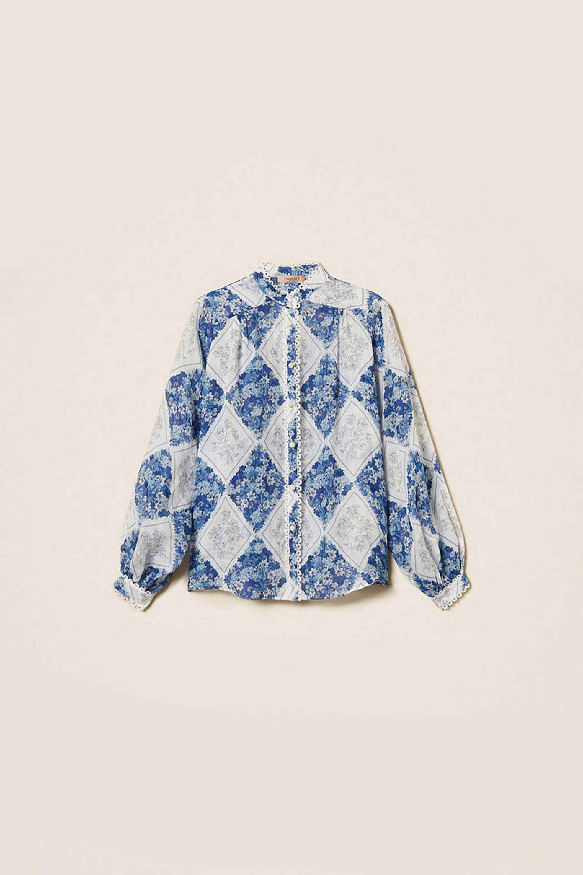 Twinset Γυναικείο Πουκάμισο με Floral Print - 261Tp213E Γαλάζιο