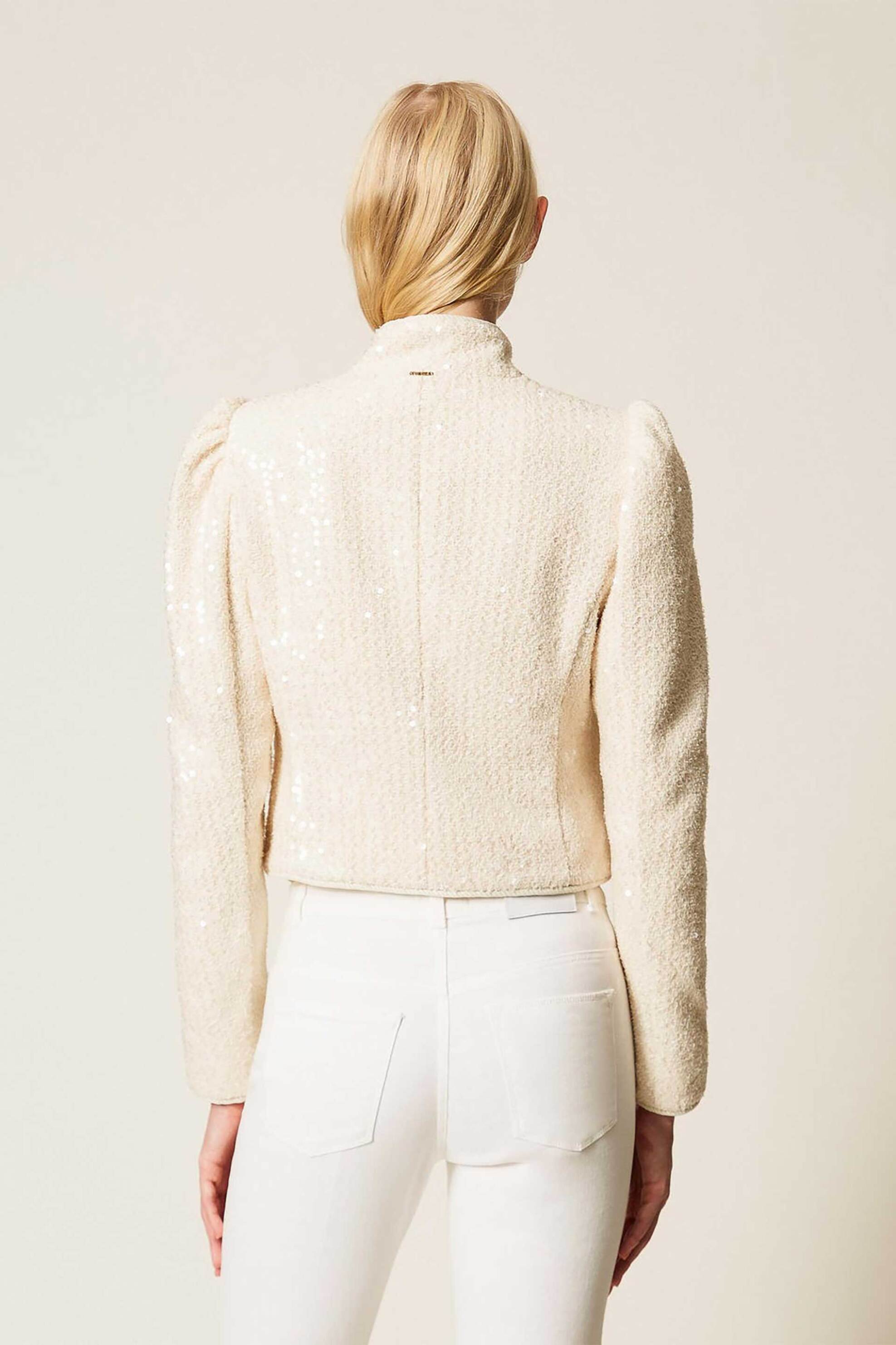 Twinset Γυναικείο Jacket με Παγιέτα - 261Tp2621 Εκρού