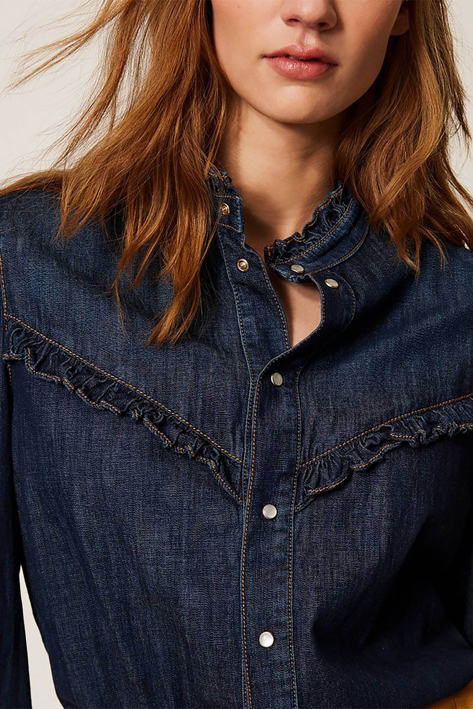 TWINSET Twinset γυναικείο denim με βολάν - 261TP2672 Μπλε Σκούρο - 2
