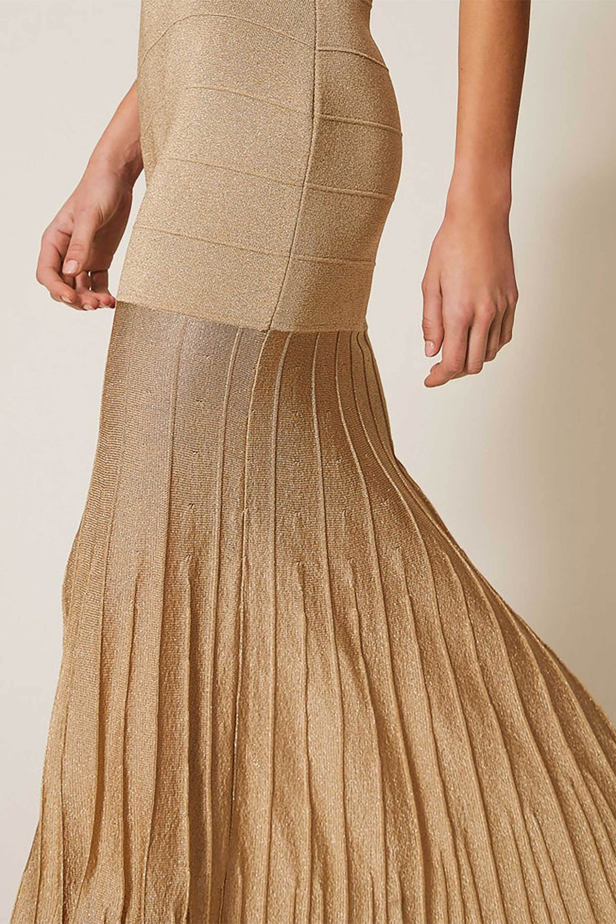 Twinset γυναικείο maxi φόρεμα με lurex - 261TP3123 Χρυσό