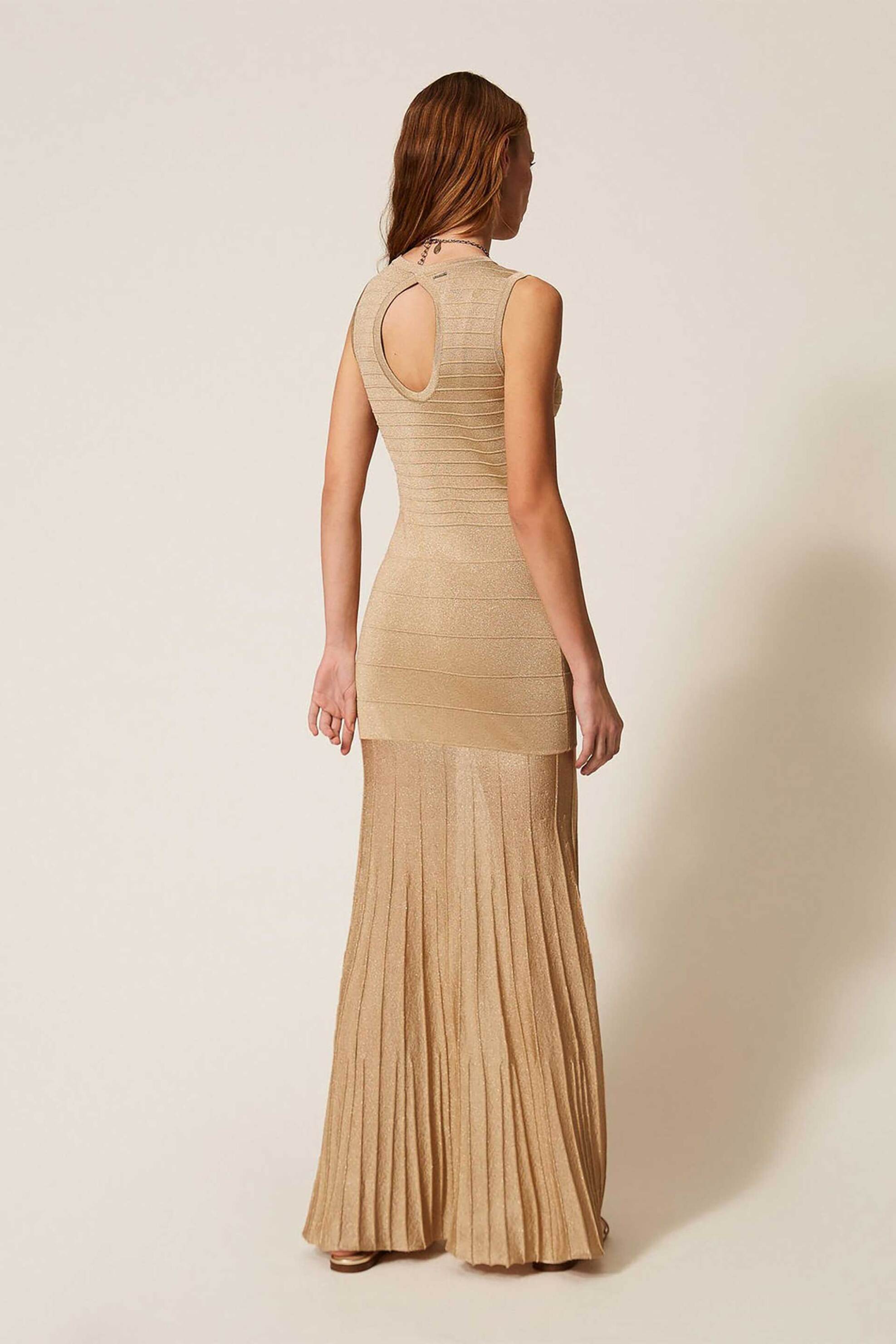 Twinset Γυναικείο Maxi Φόρεμα με Lurex - 261Tp3123 Χρυσό