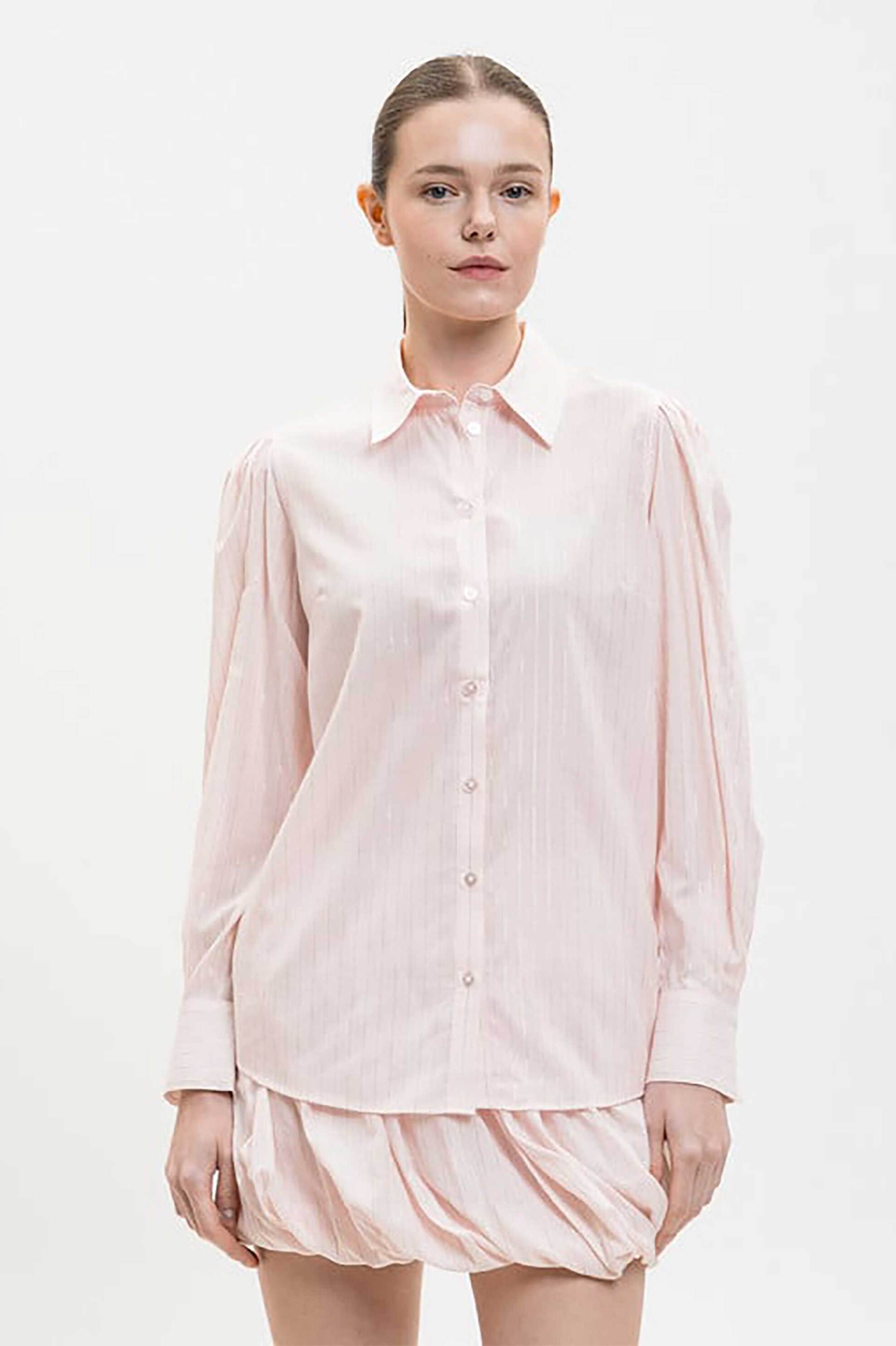 TWINSET Twinset γυναικείο ριγέ πουκάμισο - 261TE2081 Γαλάζιο