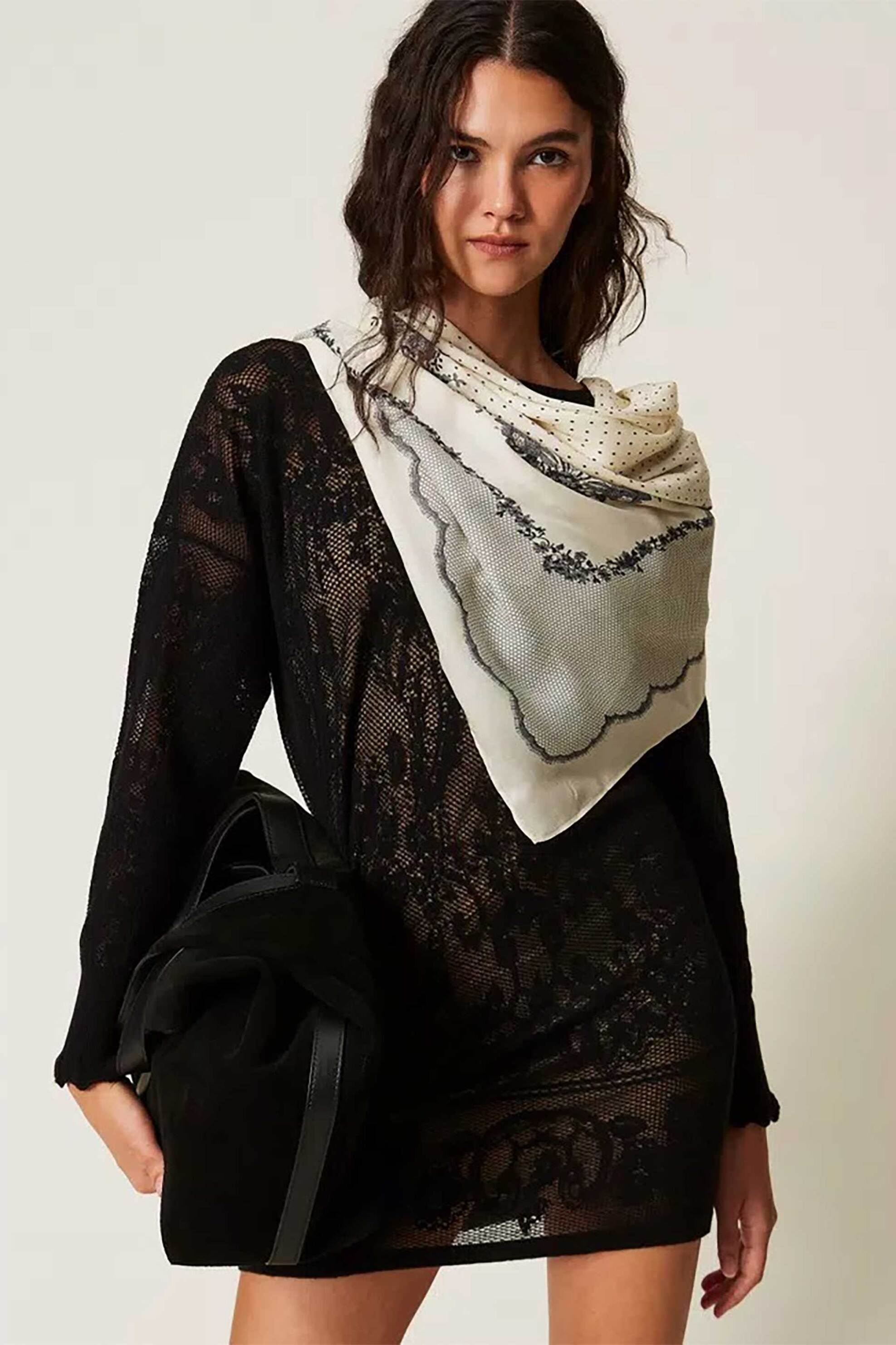 Twinset γυναικείο φουλάρι με print - 262TA4750 Εκρού