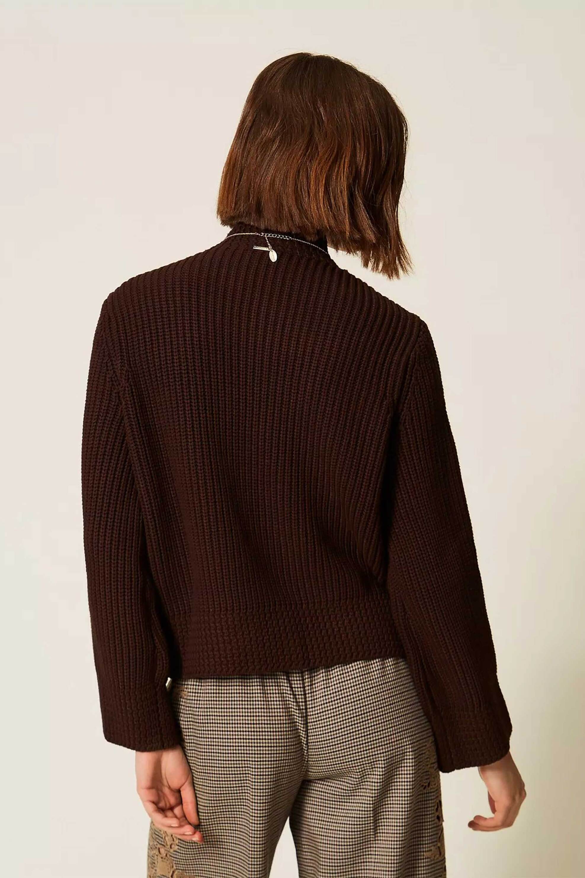 TWINSET Twinset γυναικεία μπλούζα πλεκτή με χρυσά κουμπιά - 262TP3170 Μπλε Σκούρο - 4