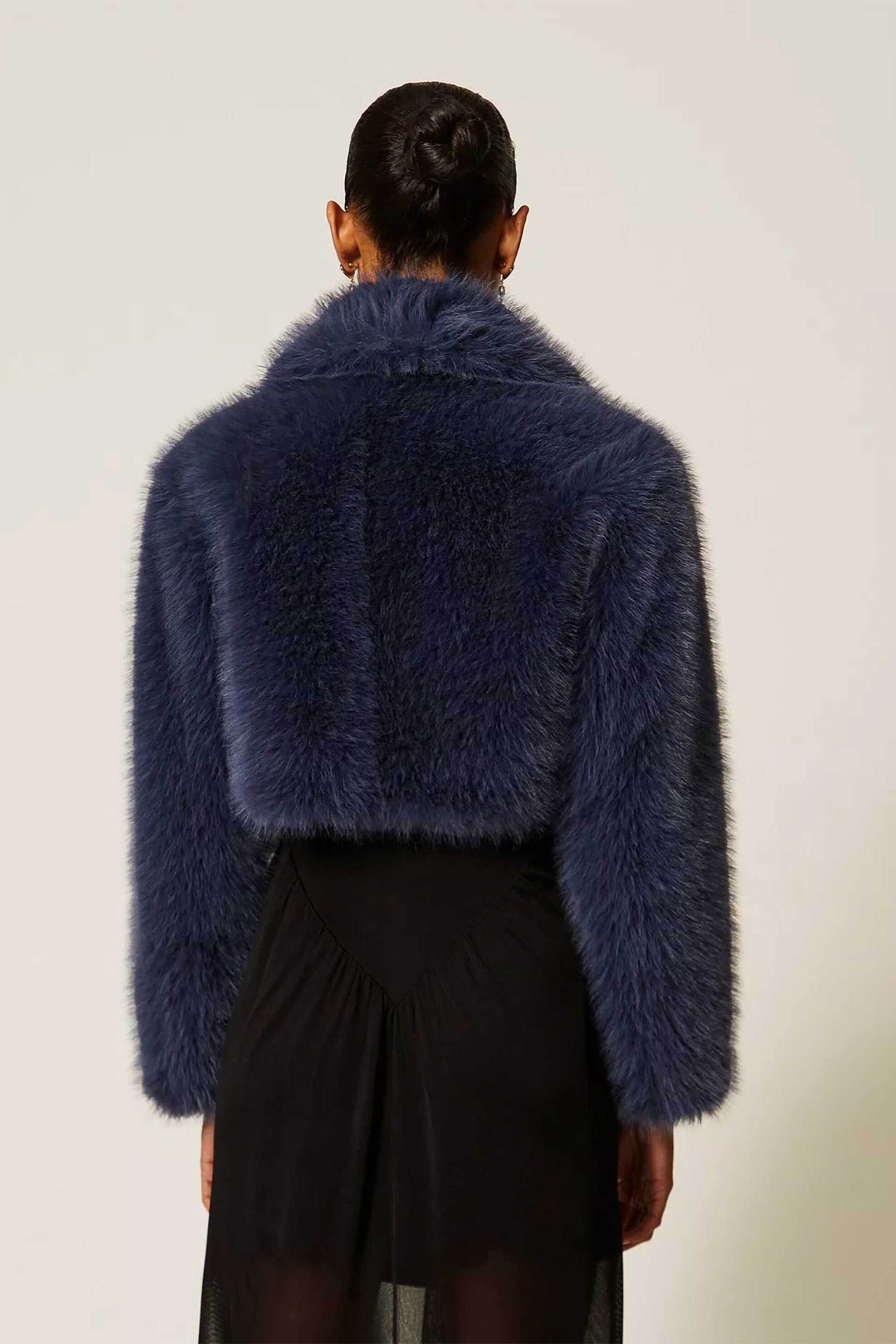 TWINSET Twinset γυναικείο faux fur jacket με γιακά - 262TT2030 Μπλε - 4