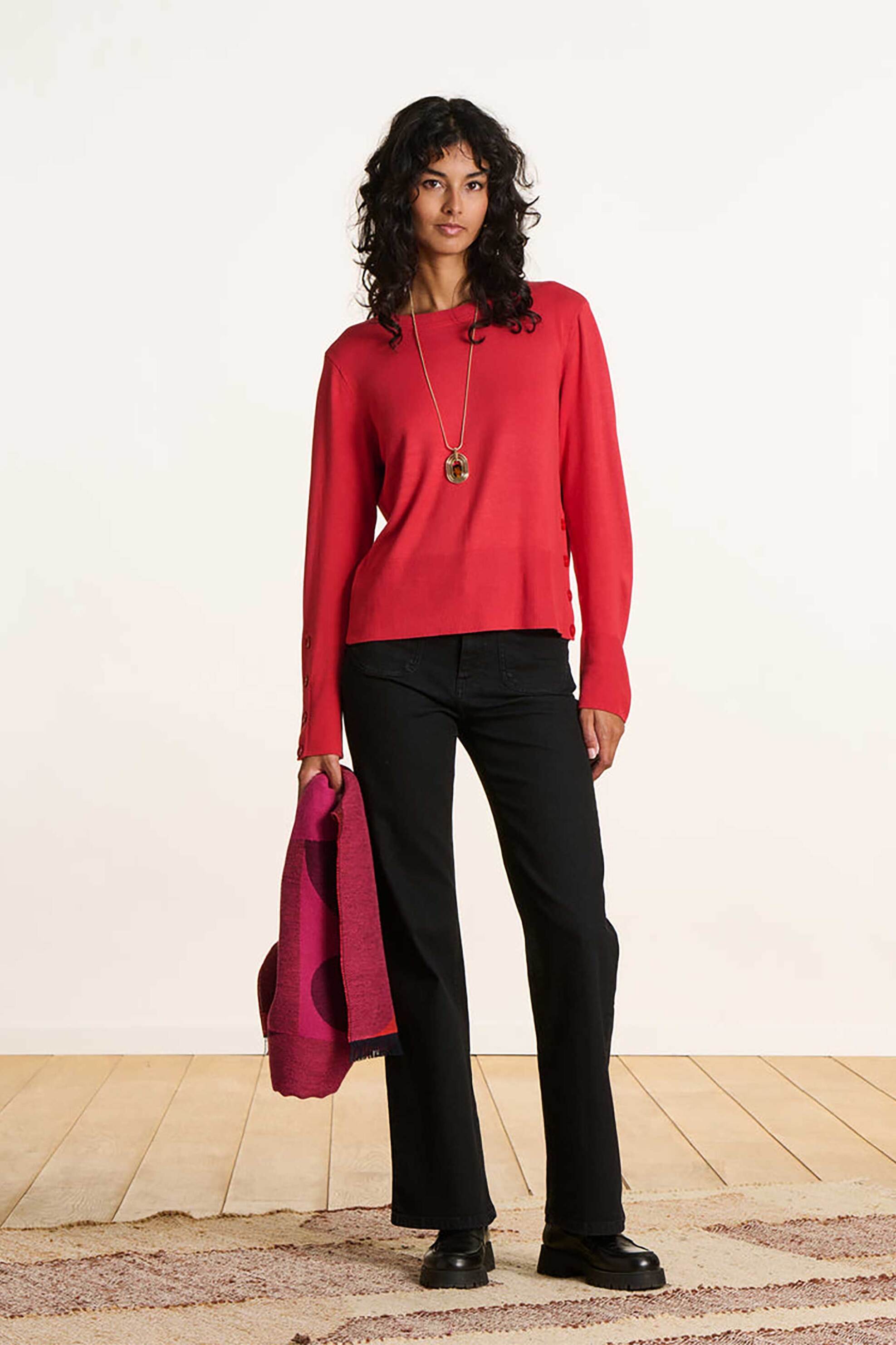 La Fée Maraboutée γυναικείο πουλόβερ μονόχρωμο - FK-PU-EASTER Κόκκινο φωτογραφία